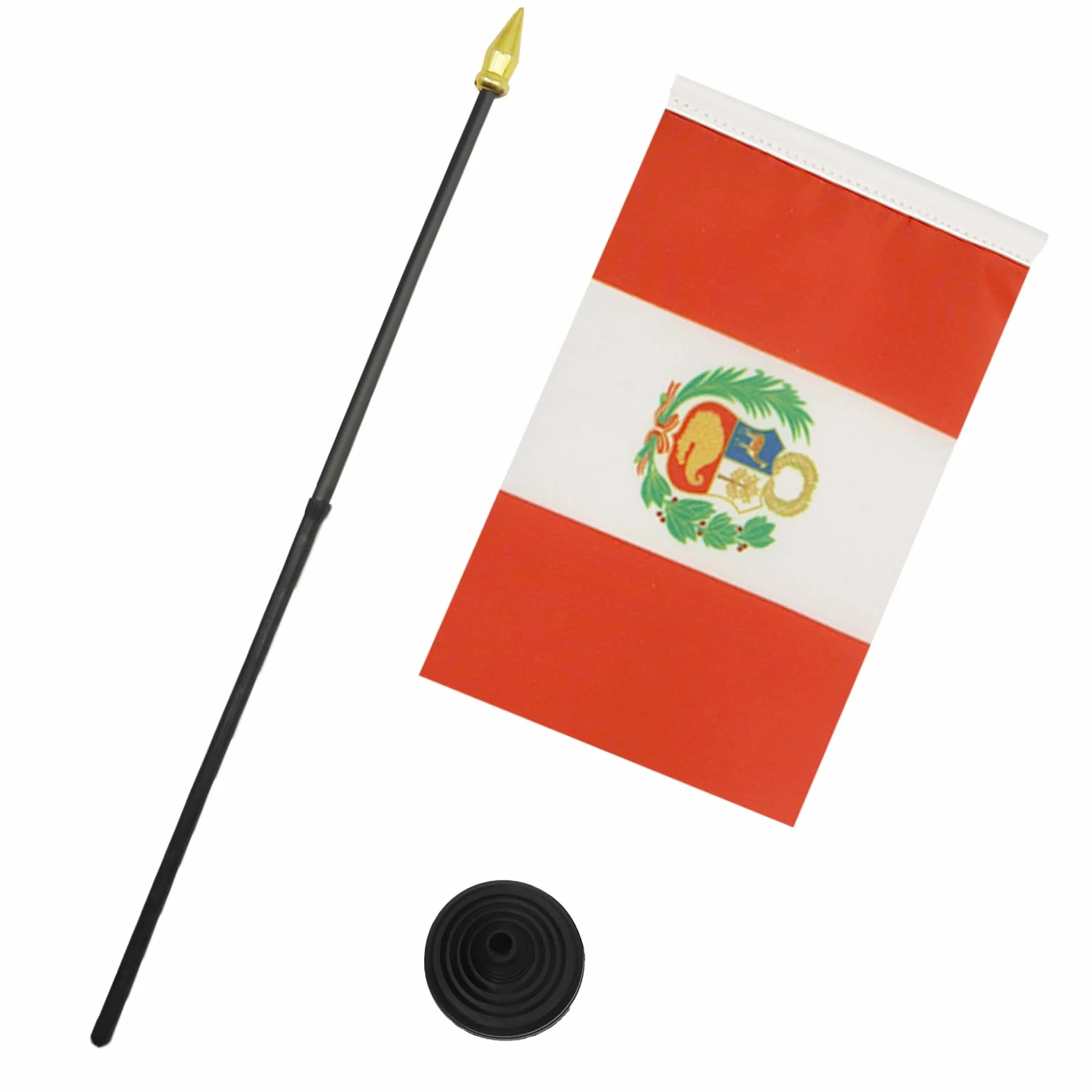 AZ FLAG Bandiera da Tavolo Perù 15x10cm Punta Dorata