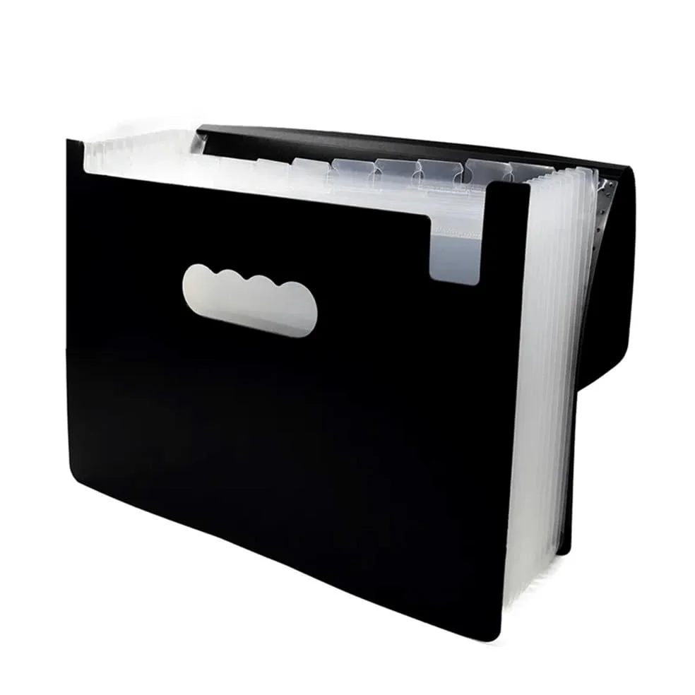 Cartelline Portadocumenti Cartella di classificazione Multistrato A4 for Forniture for Ufficio a 12 Strati Cartelline(Nero)