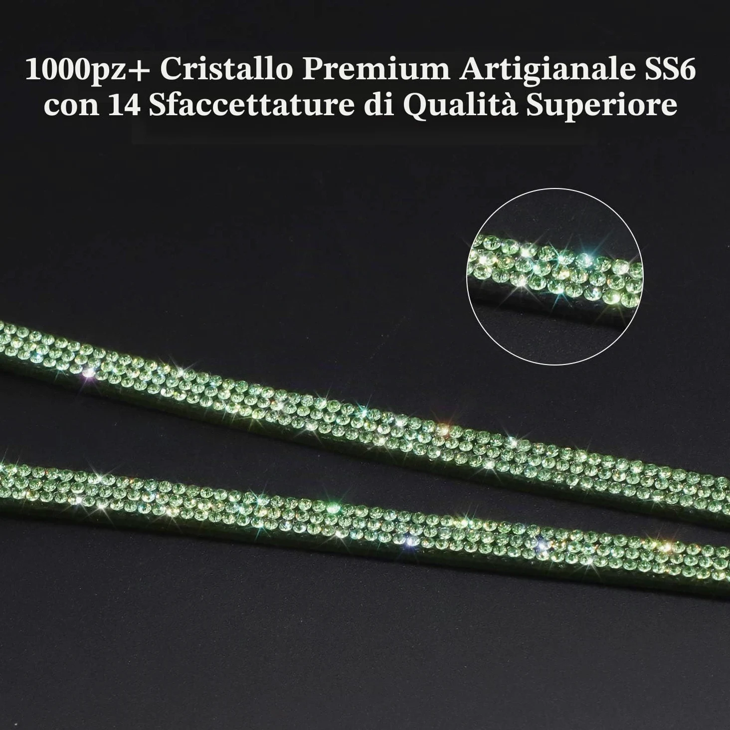Soleebee 80cm Bling Cristallo Pelle Collo Cordini Cinghie per Porta badge retrattile per Carte di identità, Chiavi, Impiegati, Carta dello studente, USB, ecc. -12 pezzi (con Badge Reel)