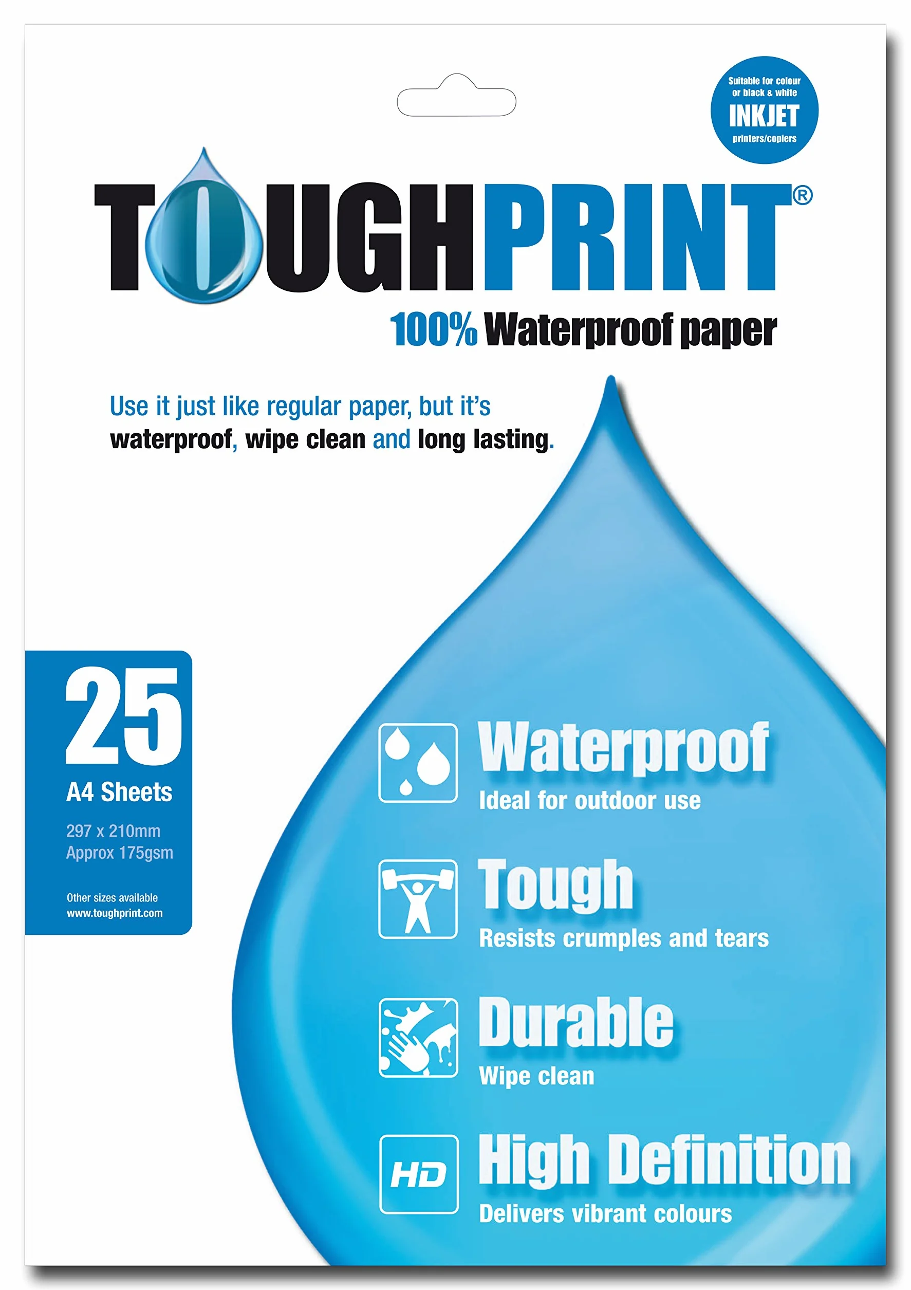 Memory-Map Toughprint Waterproof Paper - Inkjet - 25 A4 Sheets