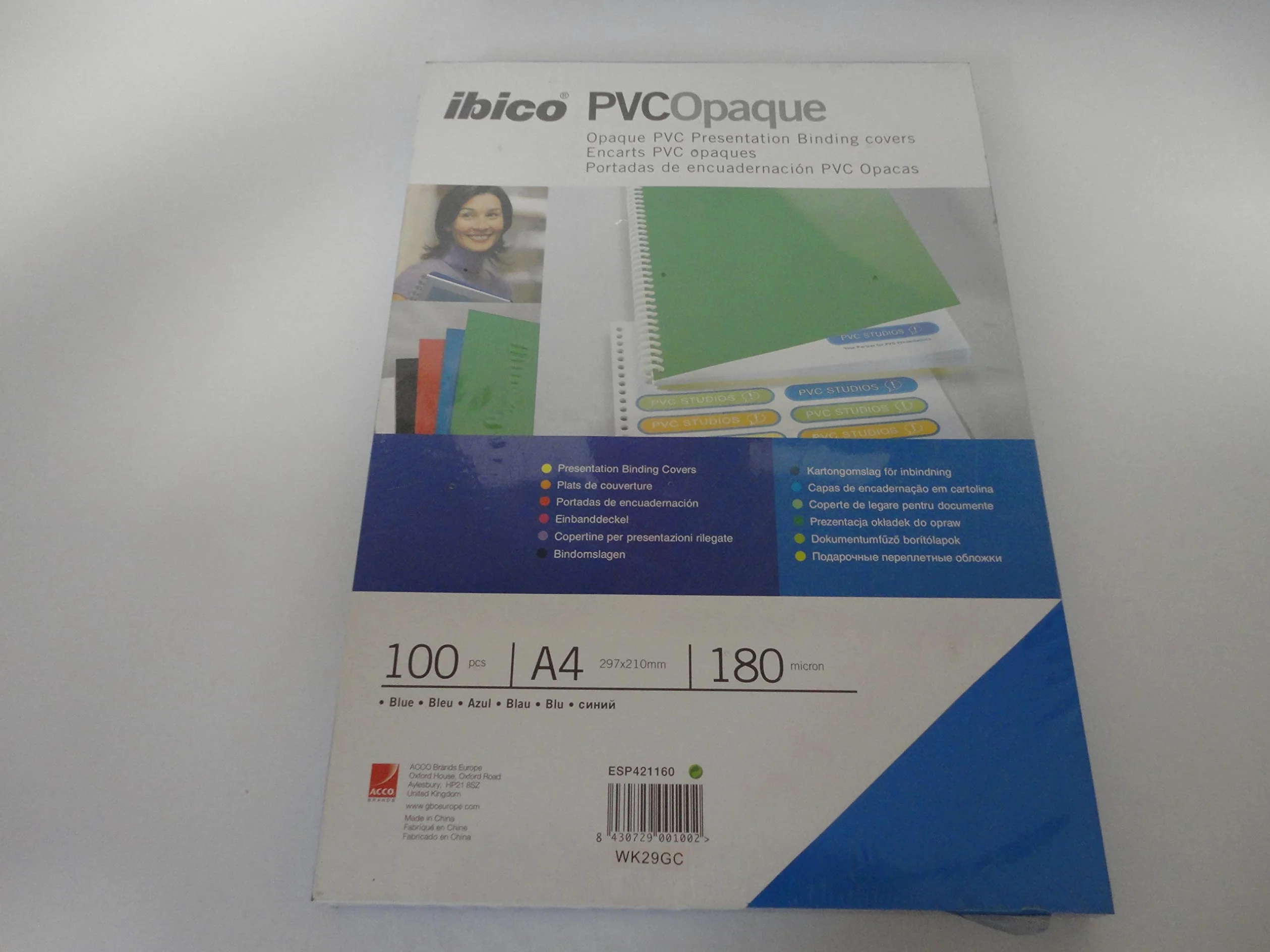 GBC ESP421160 Copertine Rilegatura Opache A4, 180 Micron Lucide, Bianco, 100 Pezzi