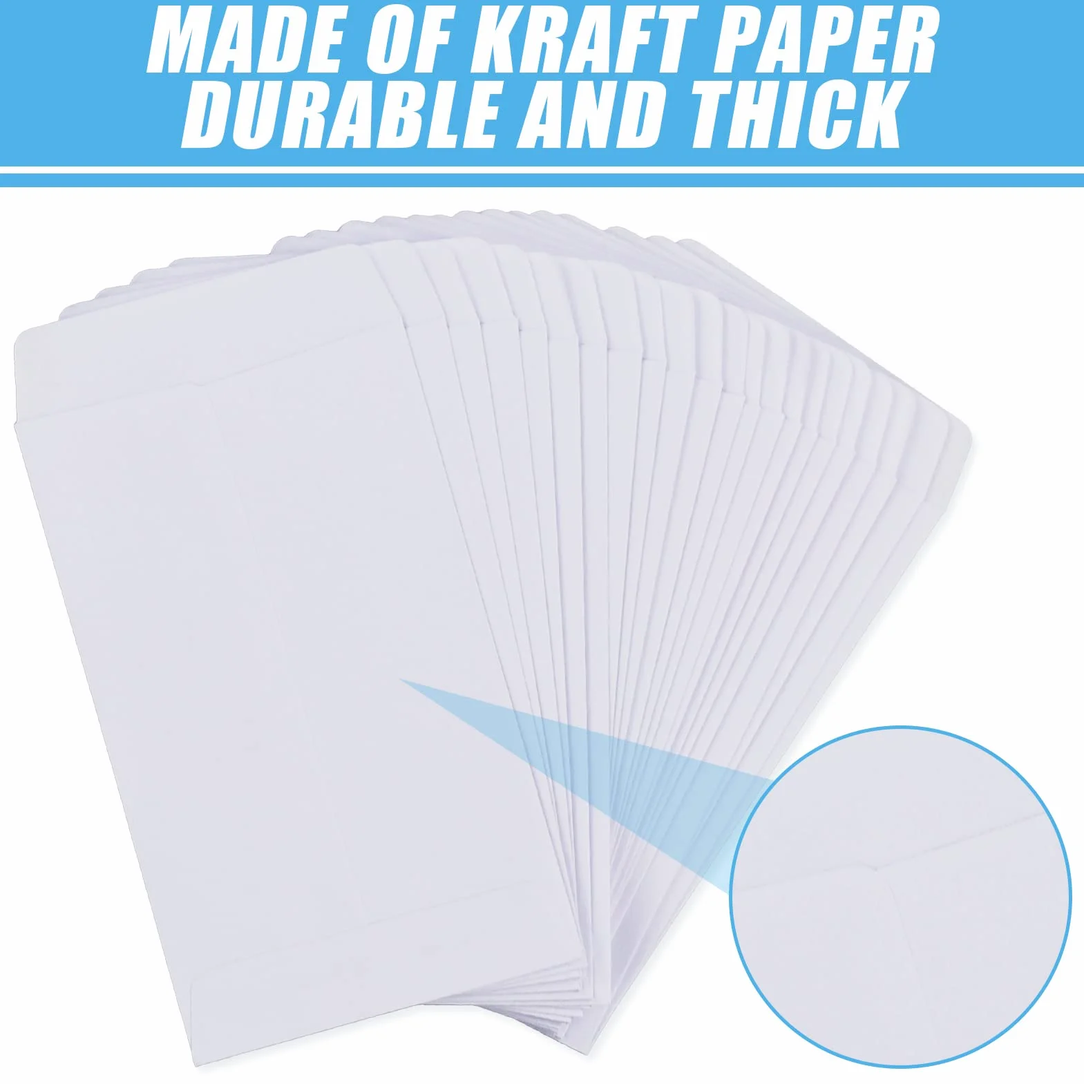 Buste di Carta con Nastro Biadesivo 10x6 cm Bianco 100 Pezzi per Monete Perline Francobolli