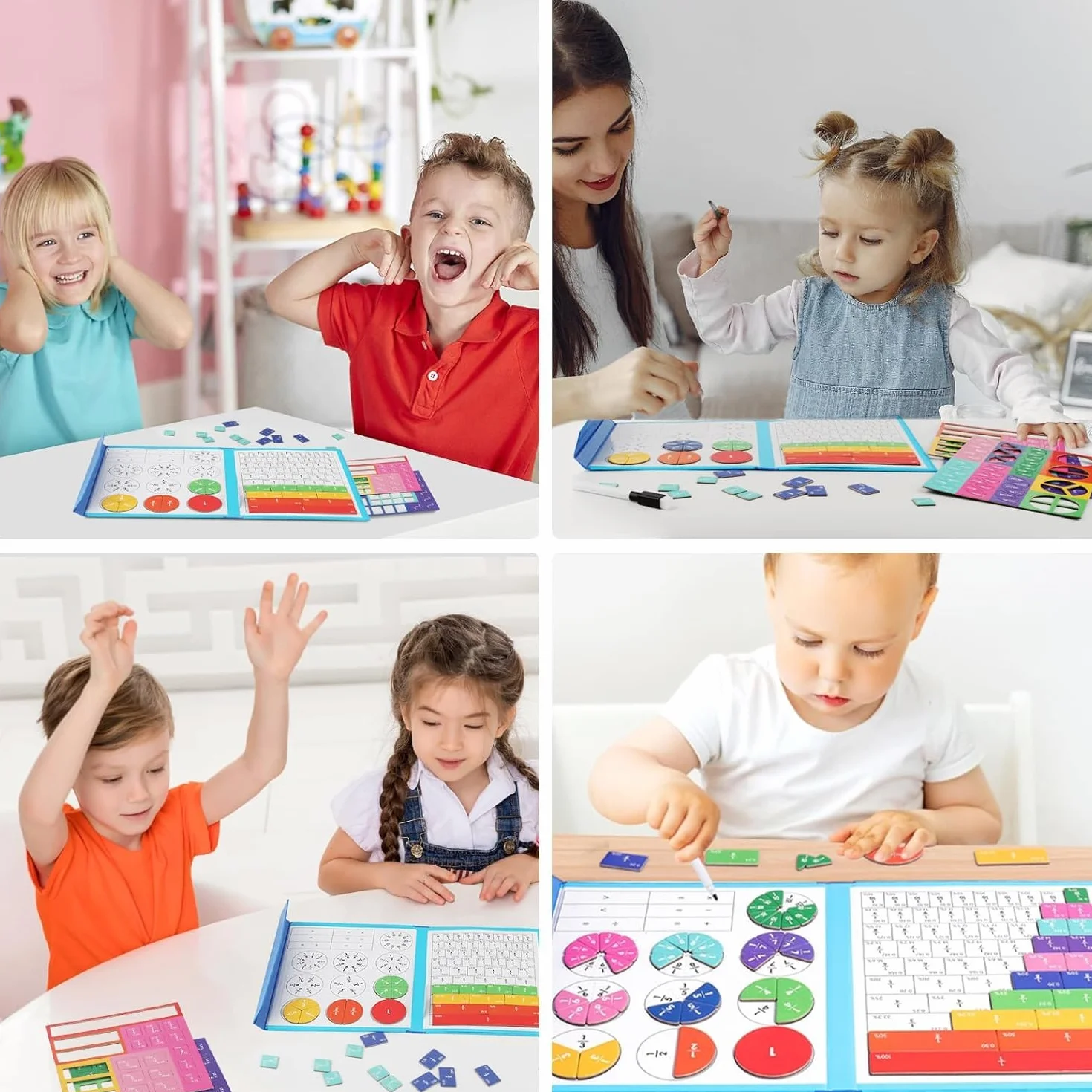 Puzzle Educativo Sulla Frazione Magnetica, Piastrelle Magnetiche Frazioni, Matematica Montessori Primaria, Set per Bambini