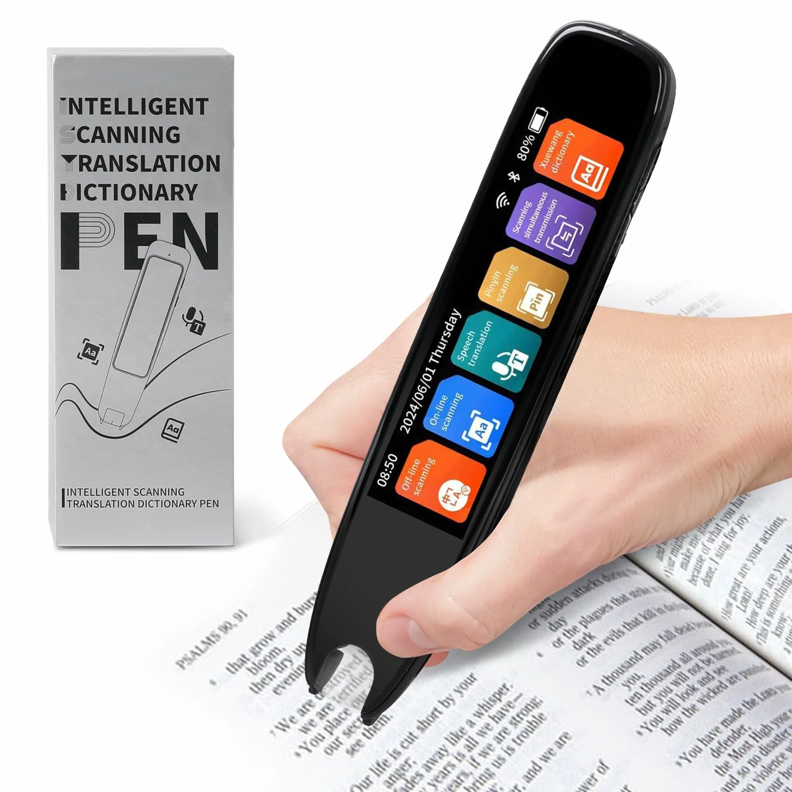Panthem Penna Traduttrice con Scansione e Uscita Vocale, Traduttore Vocale in Tempo Reale per 142 Lingue, Penna di Lettura Intelligente con Touchscreen per Lingua, Testo, Dislessia, Apprendimento