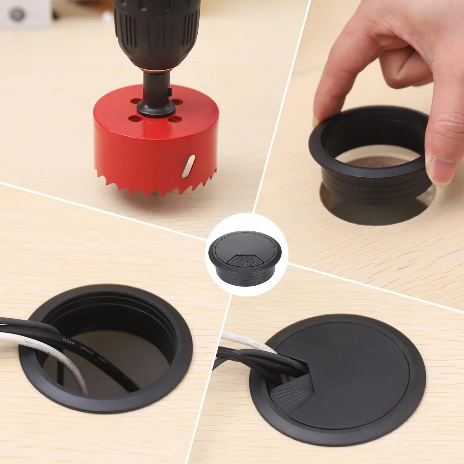 Copri Foro Passacavo per Scrivania 60 mm Diametro 12pcs