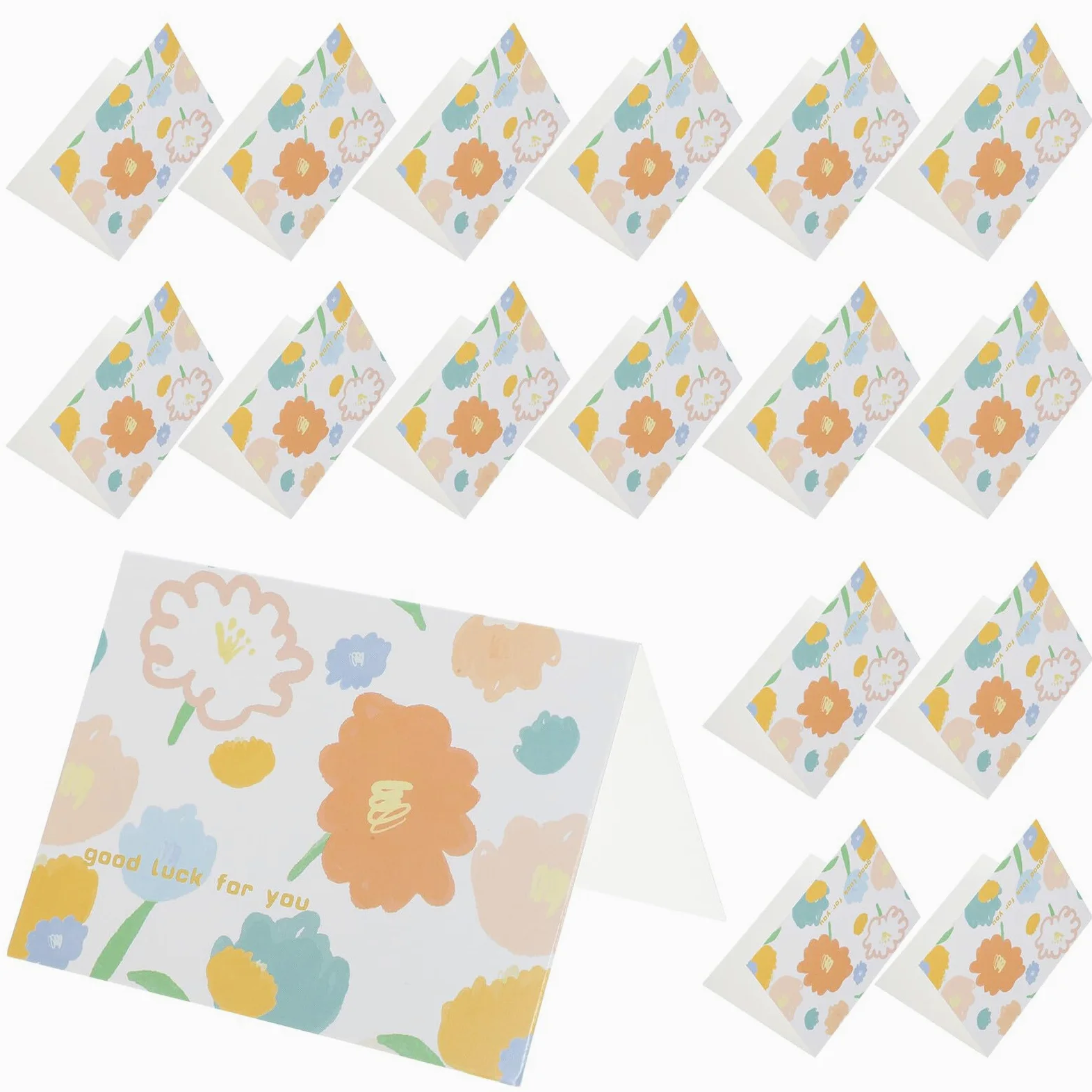 COHEALI 200 Pezzi Biglietti D’Auguri Floreali 50 Pezzi, Carte Decorative Pieghevoli per Festa e Compleanno, Biglietti Scrivibili in Carta Liscia per Inviti e Messaggi di Auguri