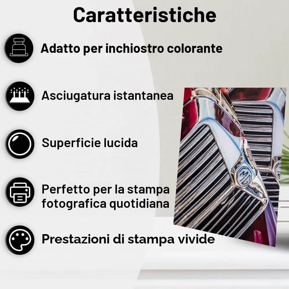 A4 300gsm Carta Fotografica Spessa da - 100 Fogli con Superficie Lucida per Stampe di Foto, Biglietti di Auguri, Cartoline