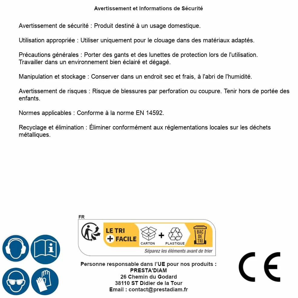 4000 punti metallici zincati K-25-5.9x25x0.8x1.3 mm - D-Work
