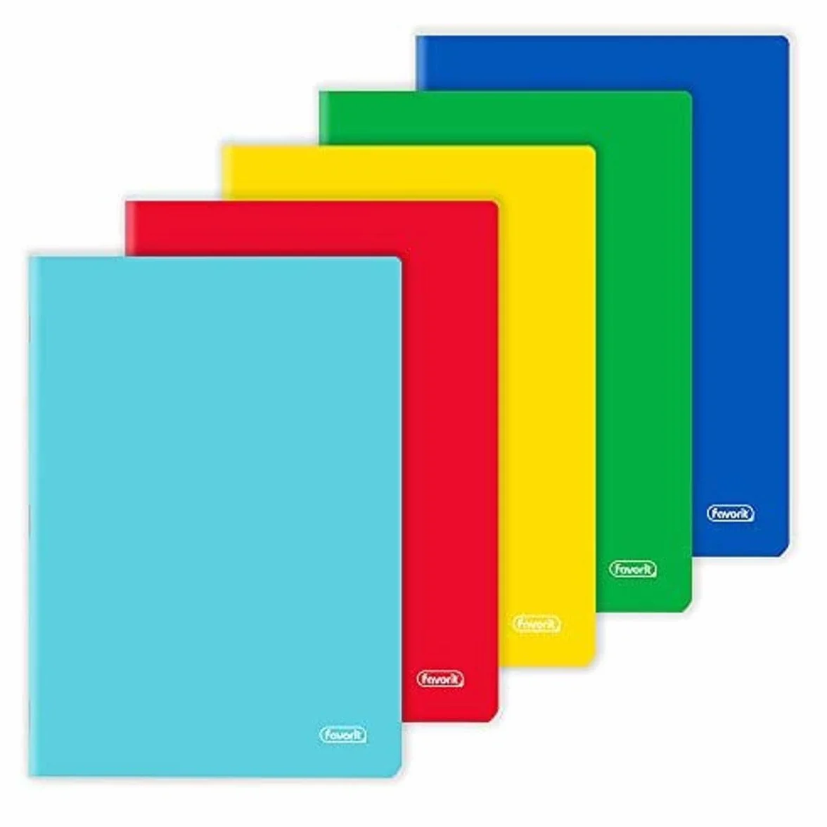 Favorit cf.5 Quaderni A4 Copertina Monocolore Rigatura Quadretti 5mm Carta 80g/Mq Rosso Giallo Blu Verde Turchese