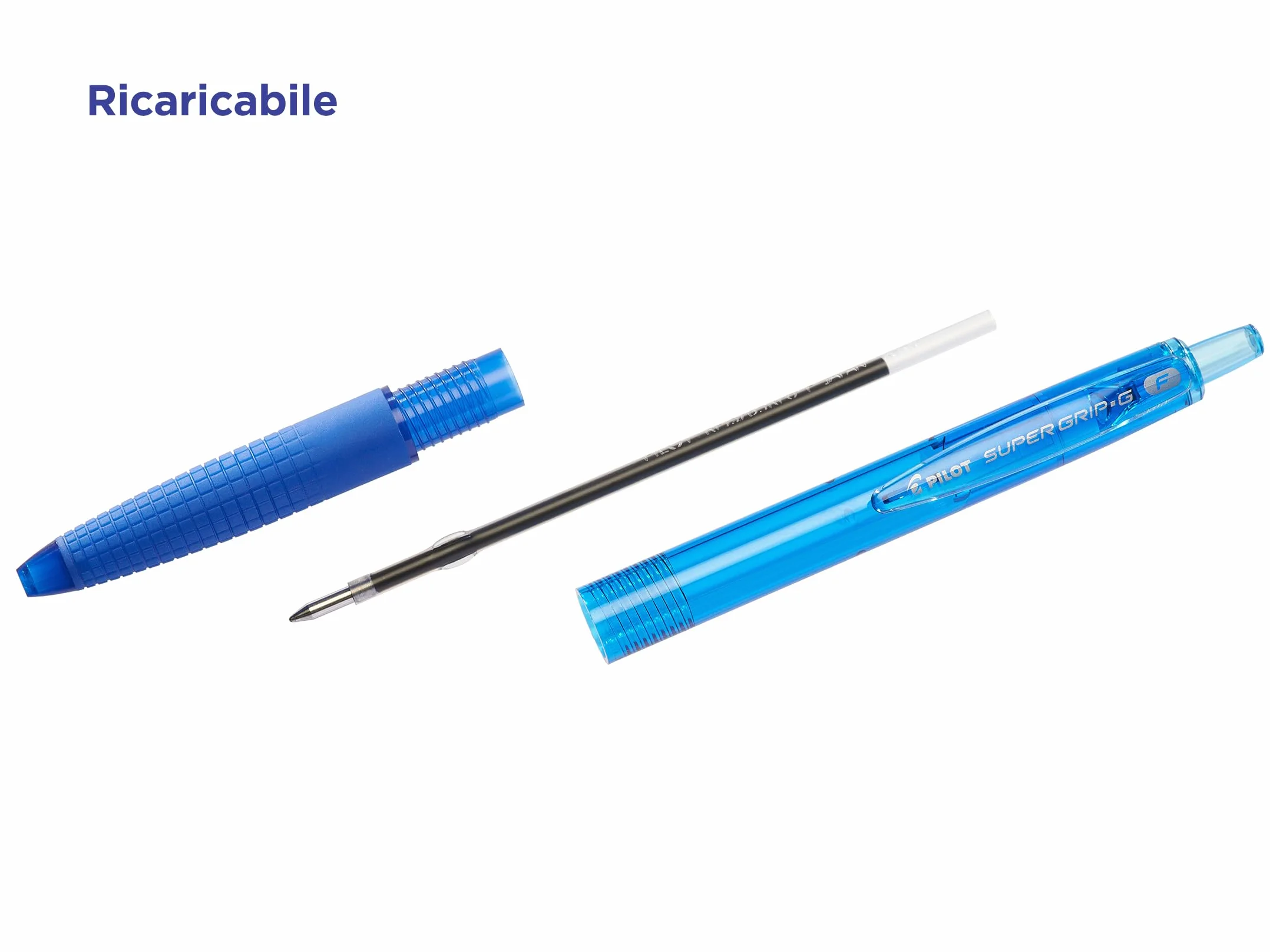 PILOT Set di 12 Penne a sfera Super Grip G Ricaricabile a scatto Punta Media Blu Nero Rosso Verde