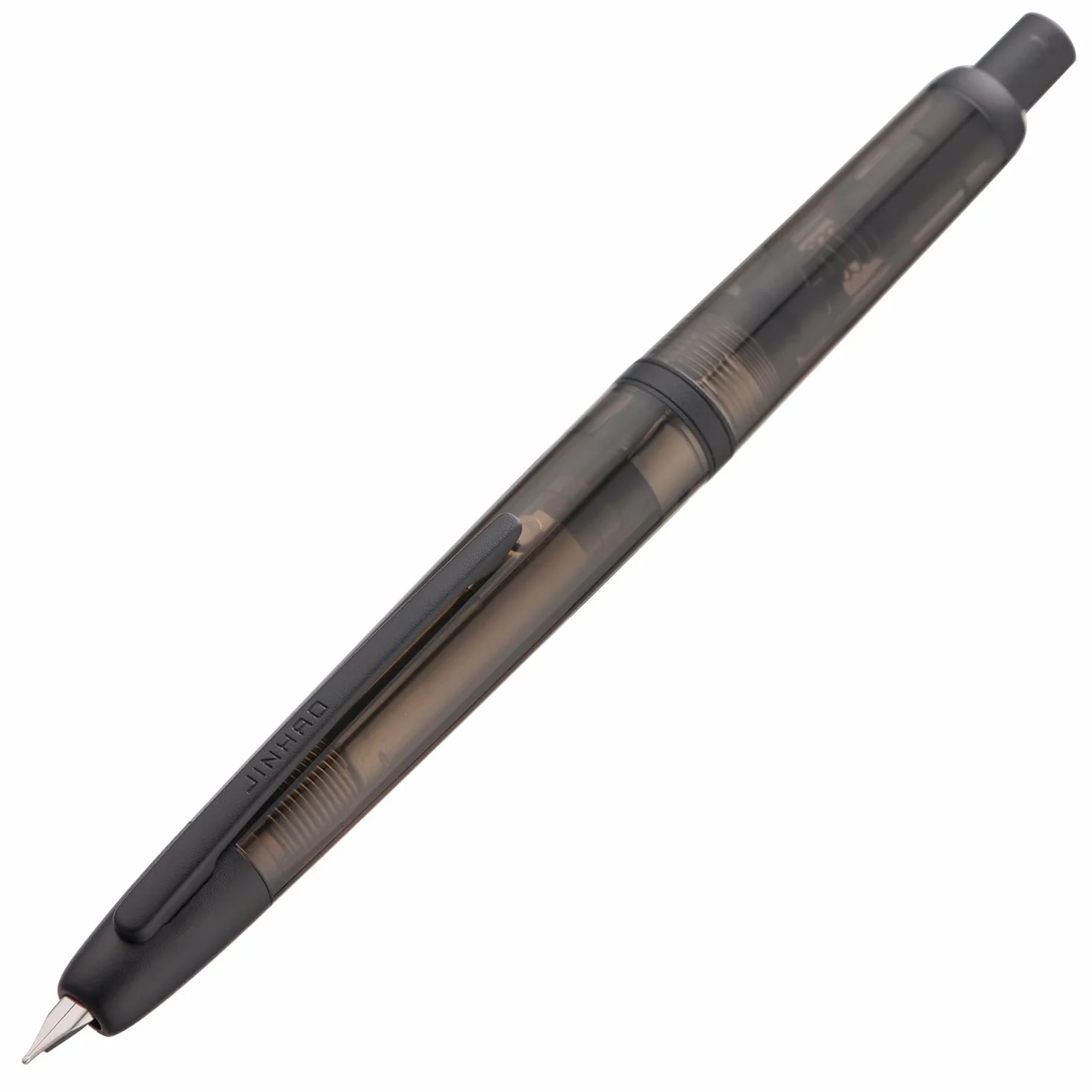 Jinhao Penna stilografica a pressione serie 20 pennino extra fine retrattile nero trasparente convertitore inchiostro