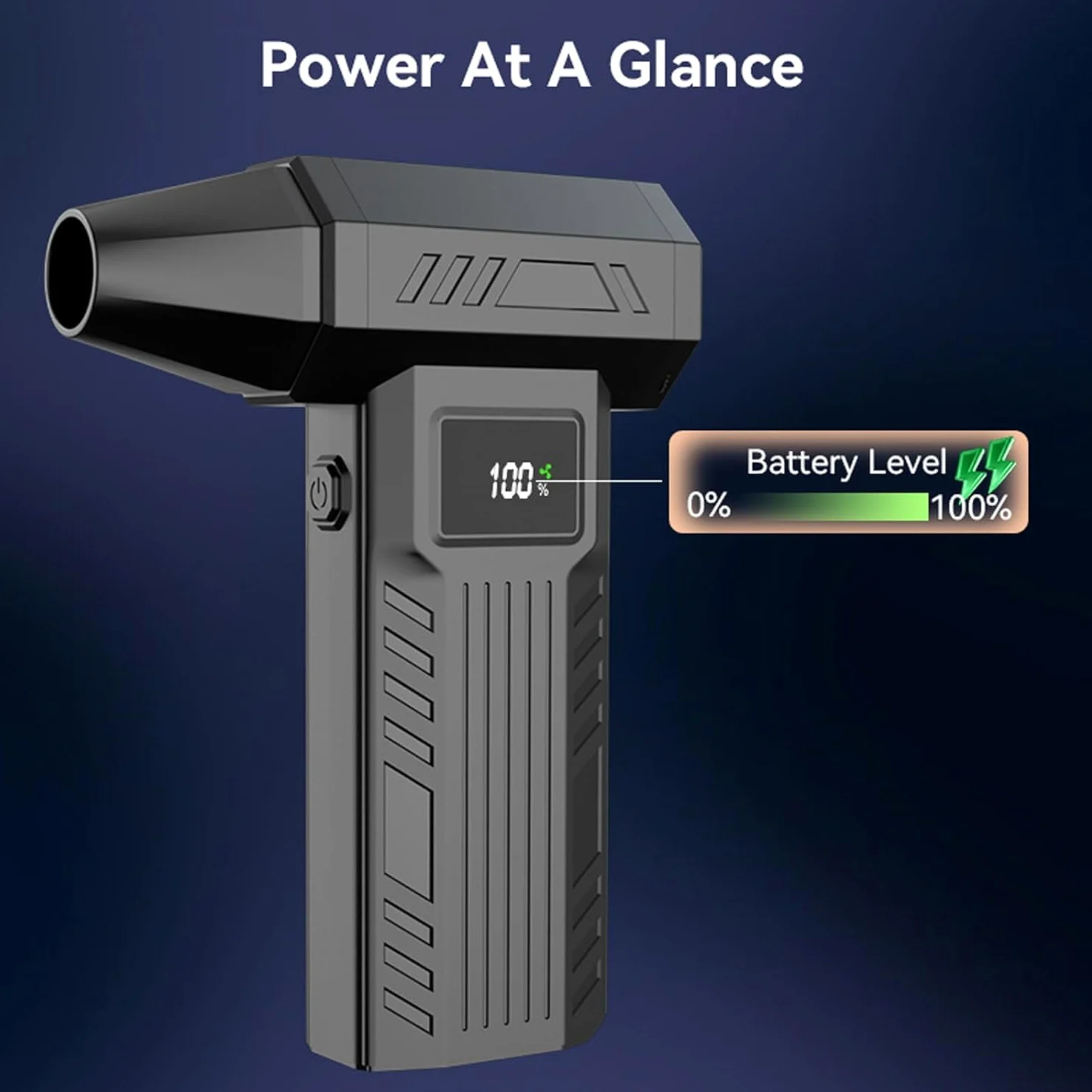 Spolverino elettrico ad aria compressa, 100000 giri/min, con display a LED e 6 velocità, forza di soffiaggio 280 g, senza fili, per computer, tastiera e auto, per rimuovere la polvere con ugello