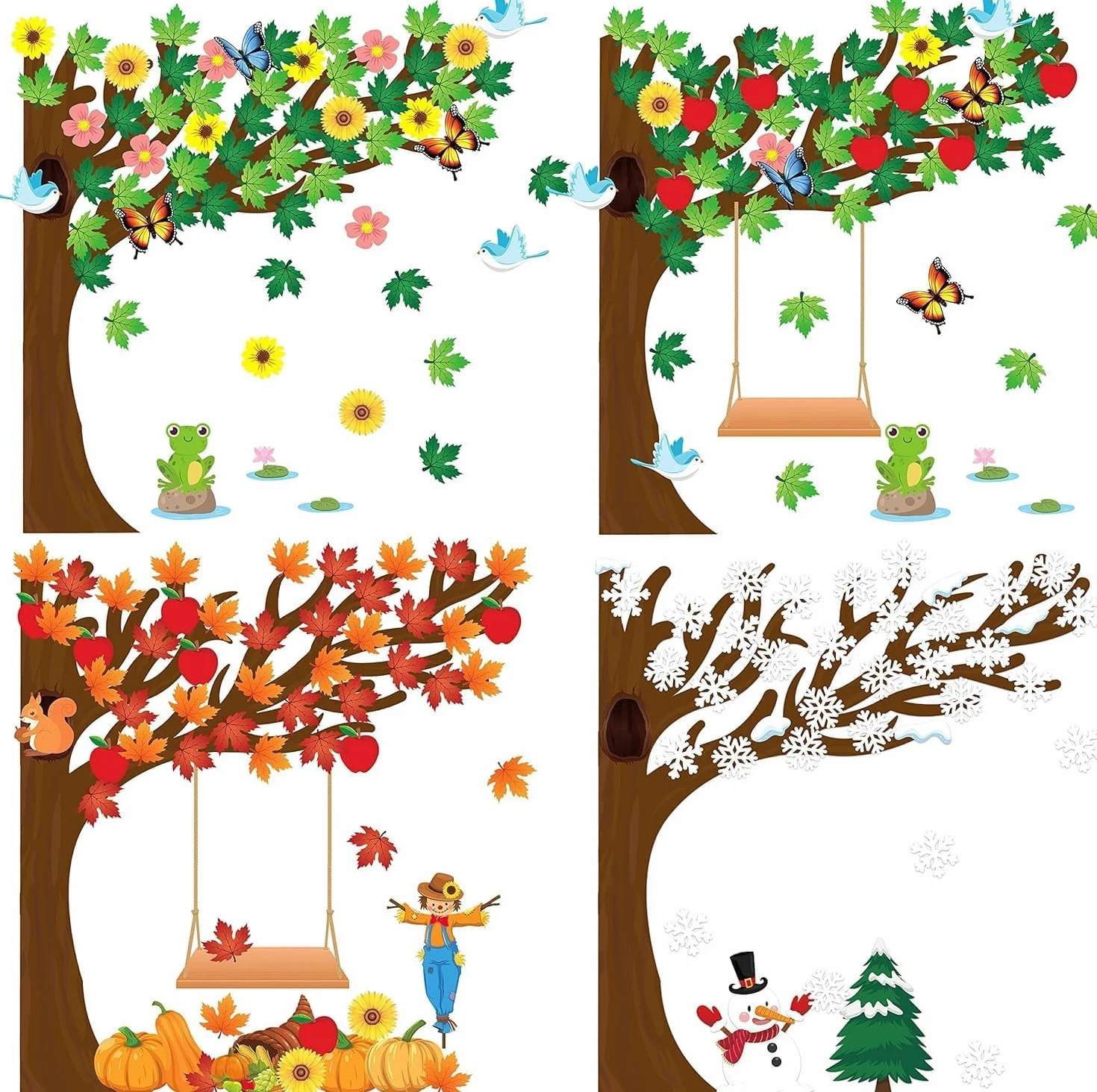 Set di 197 sagome decorative albero stagionale per aula primavera estate autunno inverno bacheca quattro stagioni