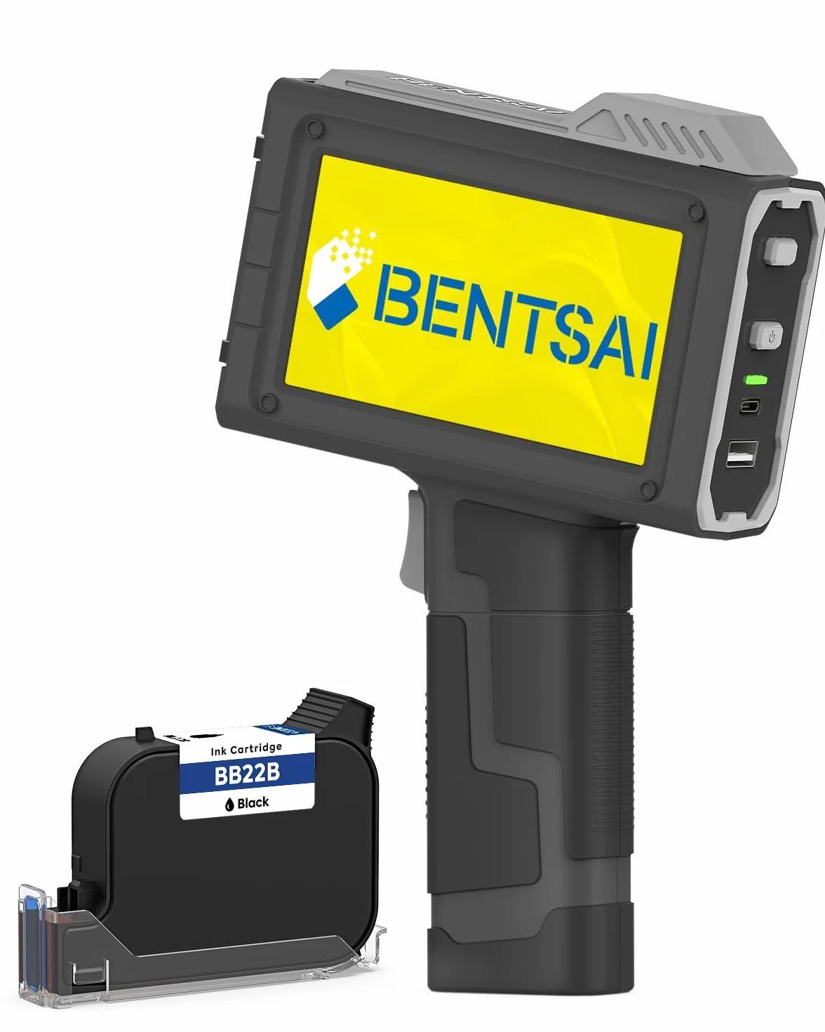 BENTSAI Stampante a getto d'inchiostro Portatile BT-HH6205B con16H di Autonomia per Stampa di Lotto, Data, Logo, Numero di Serie, QR su Vari Materiali Cartone Legno Plastica Metallo