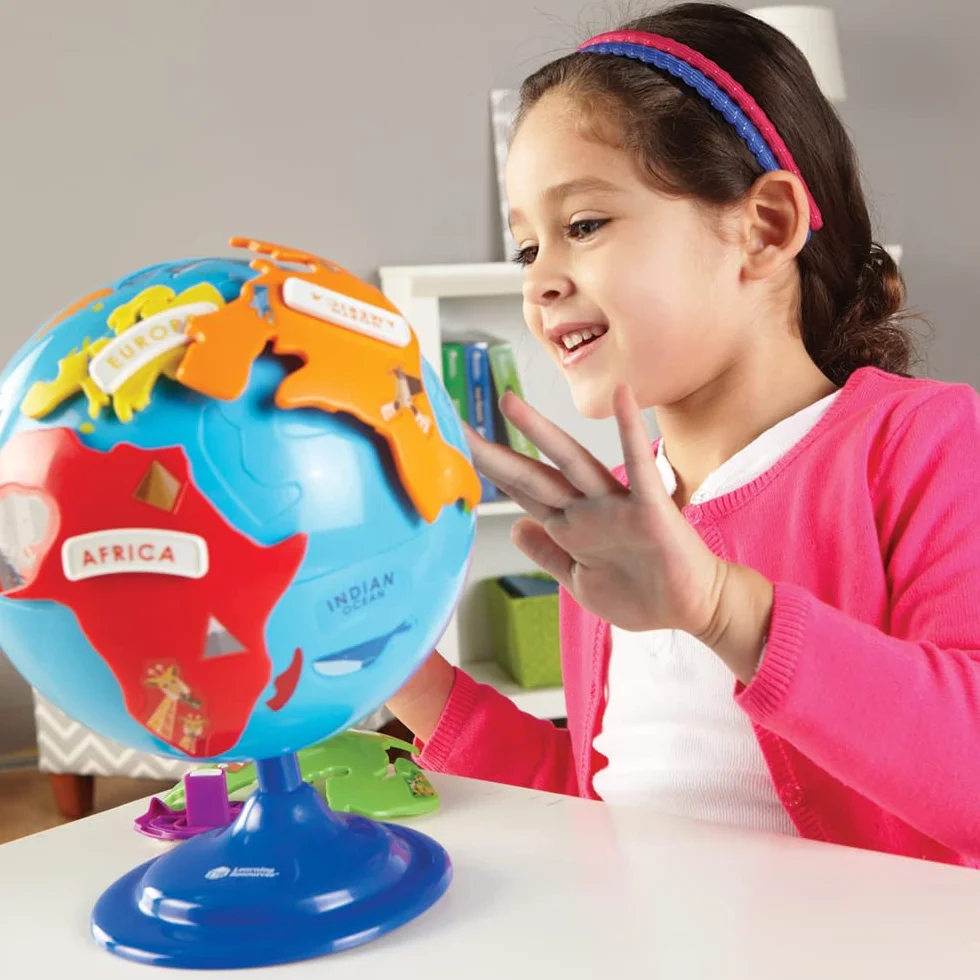 Learning Resources Mappamondo puzzle imparare geografia continenti oceani | Sviluppa conoscenze geografiche di base, riconoscimento di forme e problem solving. Supporta curiosità verso il mondo.