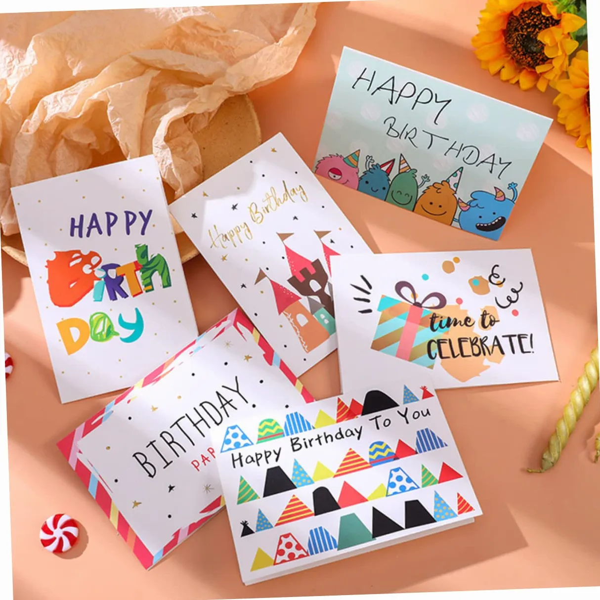 jojofuny 36 Pezzi Biglietti Compleanno Creativi Carta Biglietti Augurali con Design Elegante per Messaggi Regali Compleanno per Festeggiare Speciali