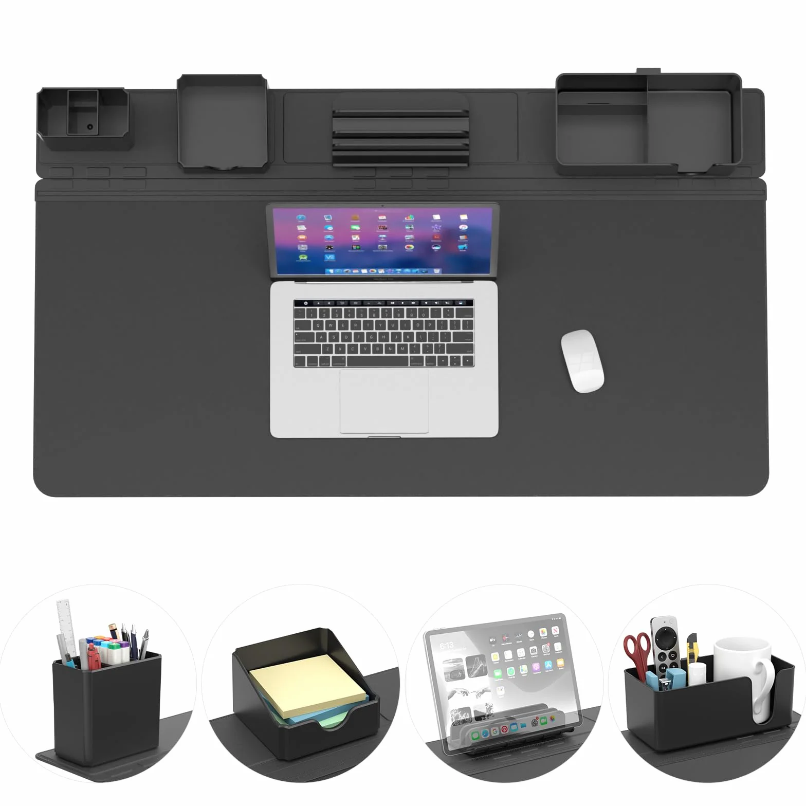 KDD Sottomano Scrivania Set Organizer Magnetici Tappetino Mouse Grande Supporto Telefono Portabicchieri Portapenne Contenitore Portacarte Gaming Ufficio Casa