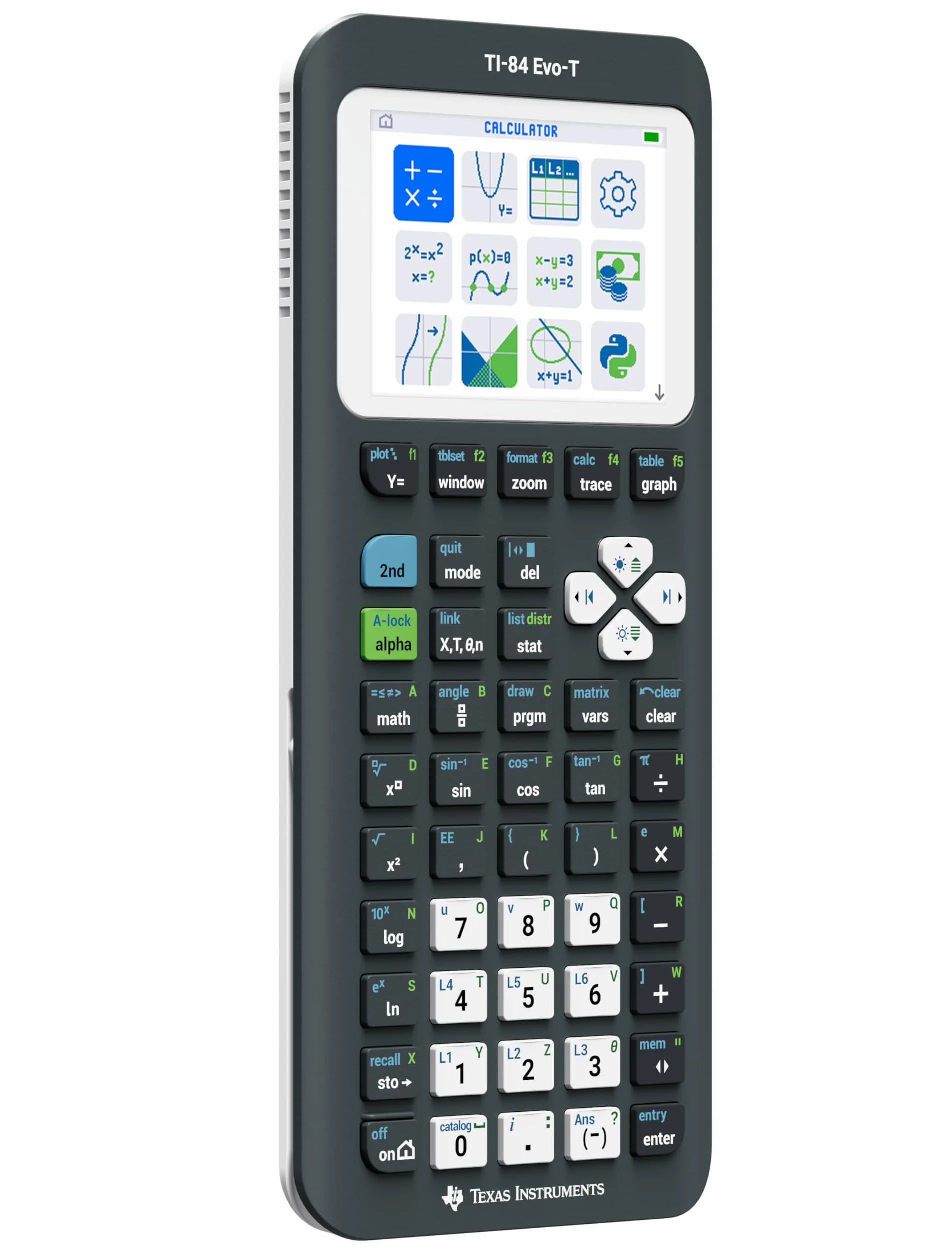 Texas Instruments TI-84 Evo-T Calcolatrice grafica, supporto Python, ricaricabile, USB-C, modalità di prova