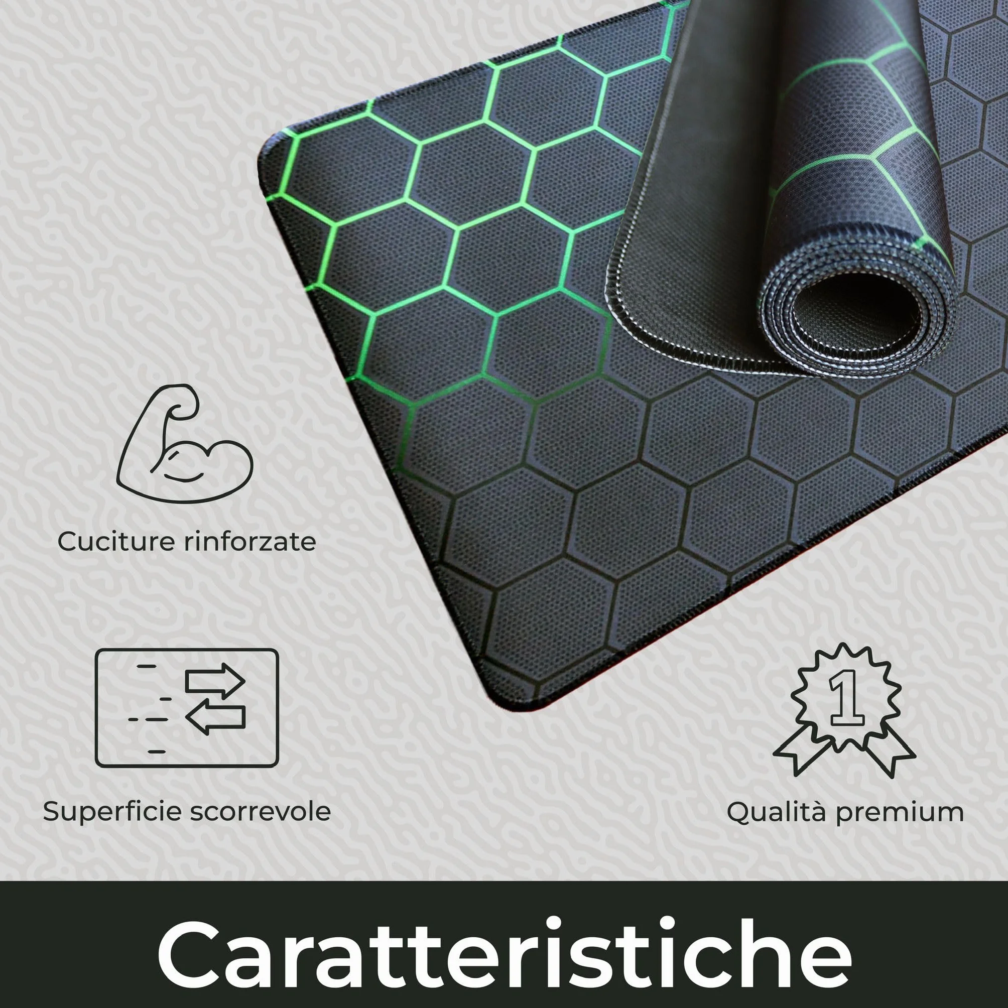 Tappetino Mouse XXL Gaming 80x30 cm Verde