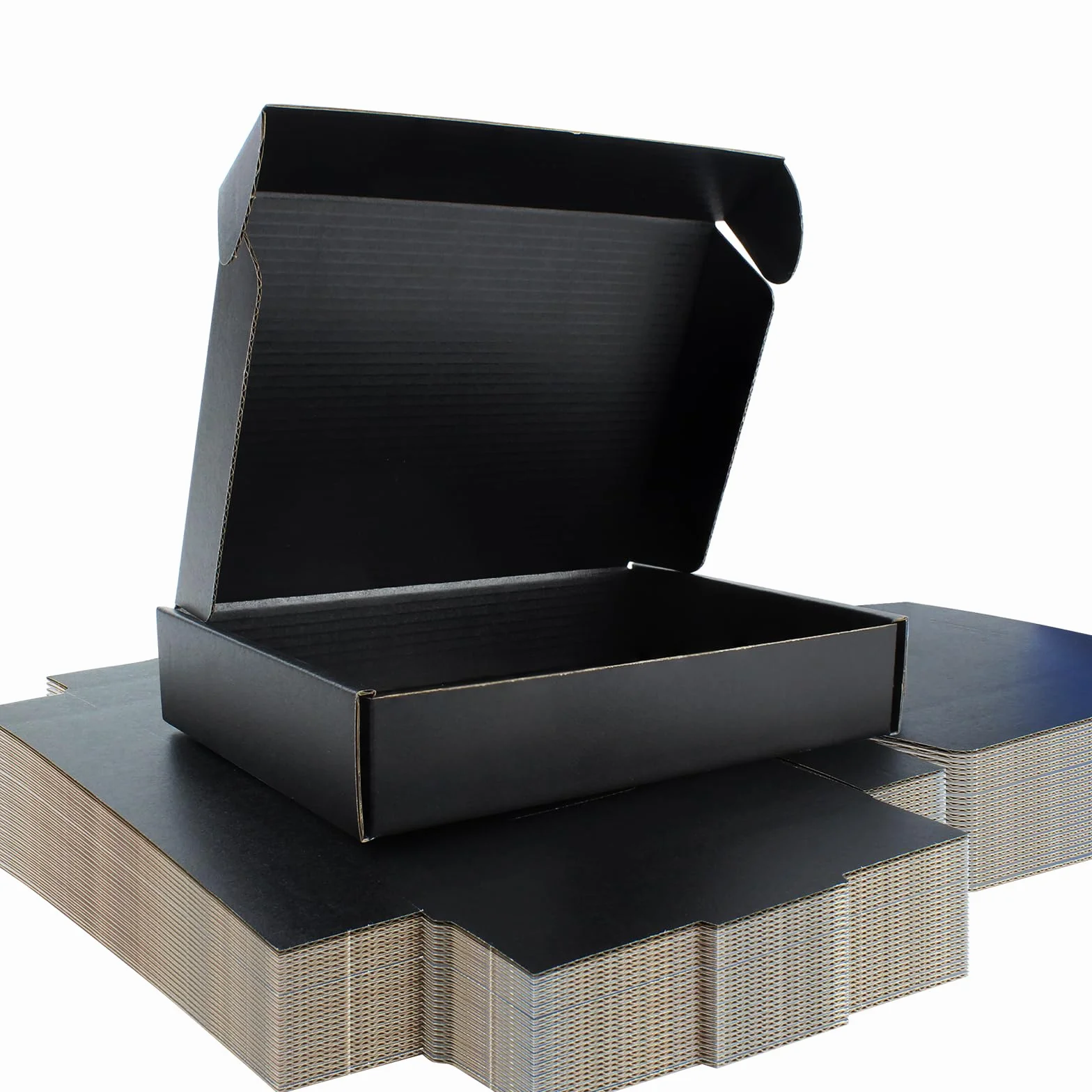 20 x 14 x 4 cm Scatola postale pieghevole nera – cartone riciclabile – nero dentro e fuori – per gioielli, cioccolatini, hobby creativi e regali – confezione da 25