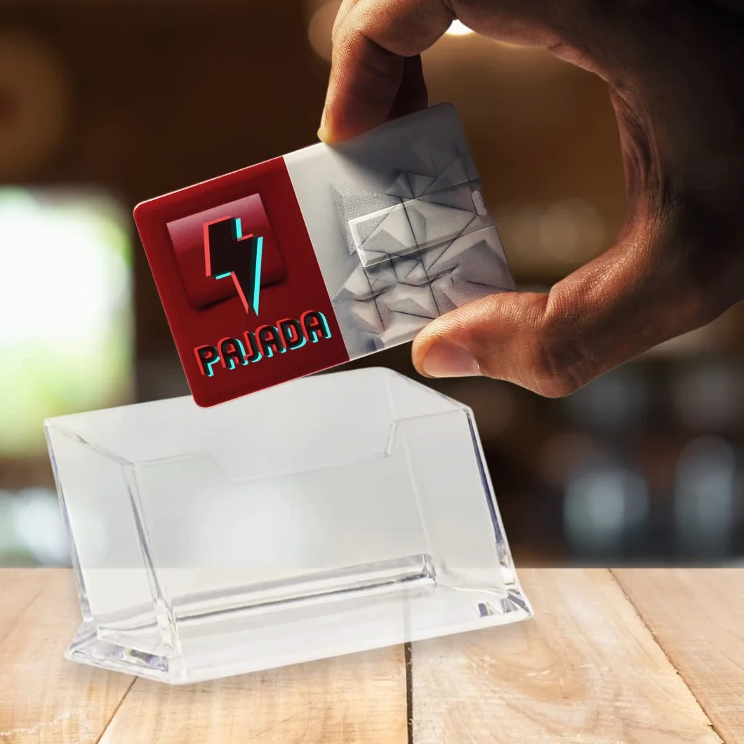 Portabiglietti da visita da scrivania in Acrilico trasparente, Pack da 3, espositore