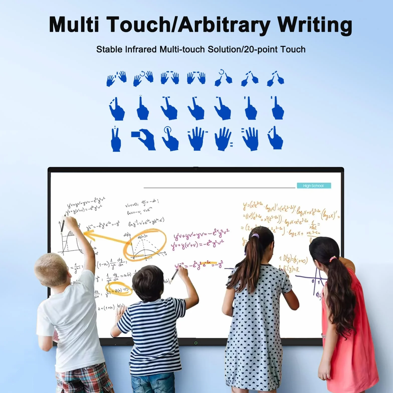 65" Smart Board, Lavagna Interattiva Multimediale 4K, Monitor Touch Screen con Fotocamera e Microfono, 8GB+128GB, WiFi/Bluetooth/HDMI/USB, Android, Per Ufficio e Scuola, Montaggio a Parete