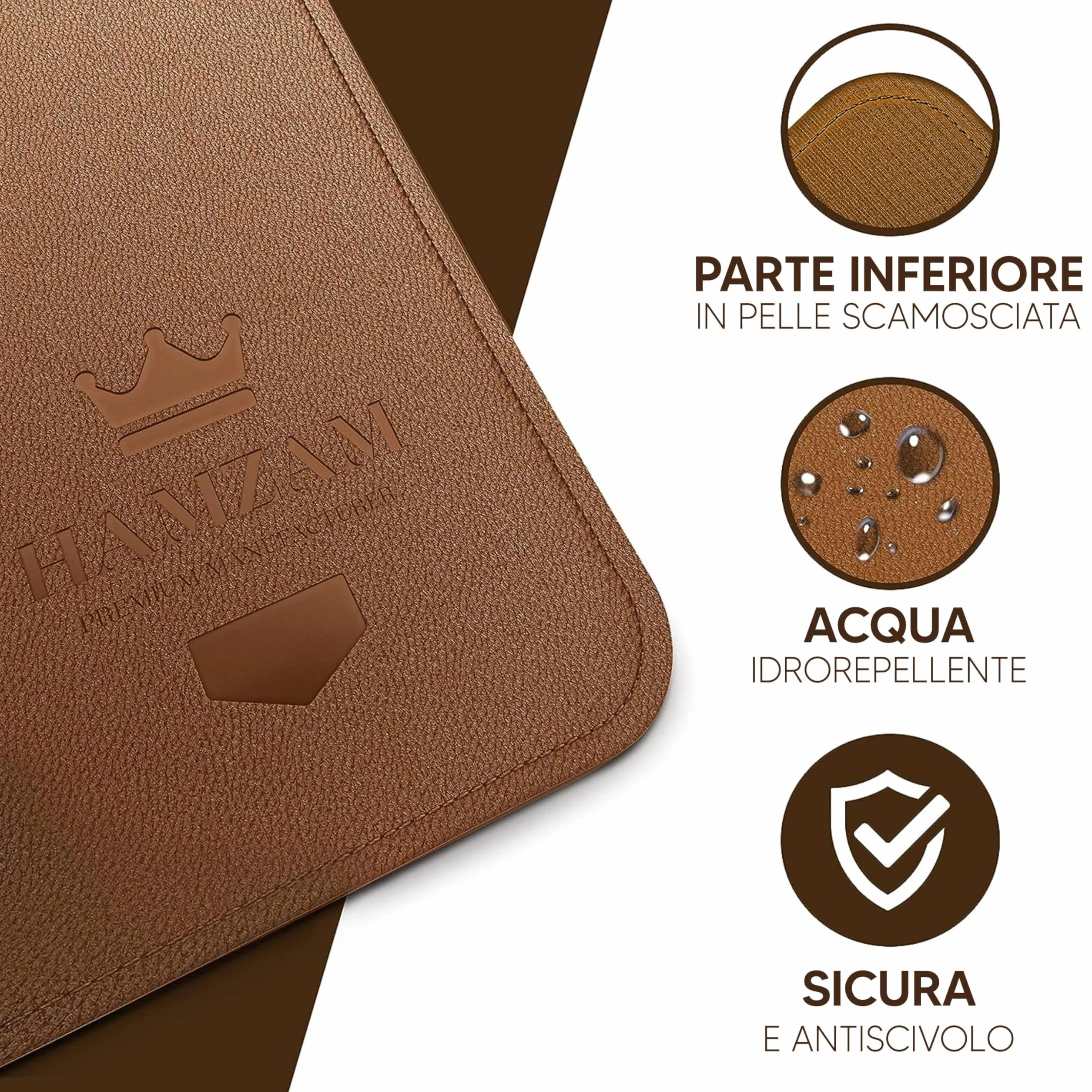 HAMZAM® Tappetino Scrivania Grande con Funzione Mouse Pad Integrata - Tappeto Scrivania Uffico - 90x40cm - Qualità Premium - Sottomano per Ufficio a Casa - Sottomano Scrivania Antiscivolo - Desk Mat