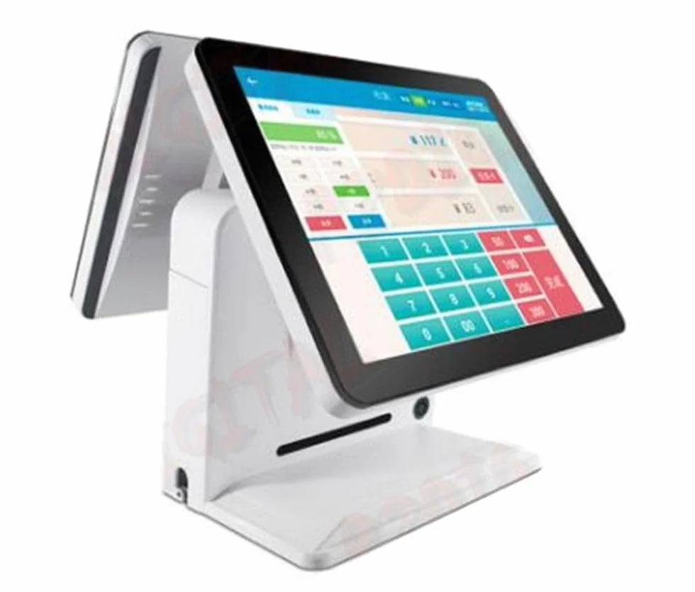 Registratore di cassa Doppio schermo Touch 15", Registratore di cassa INTEL I3, 8G Ram, 64G SSD, Cassa touch screen per gestione negozio, bar, ristorante, supermercato, minimarket, catering