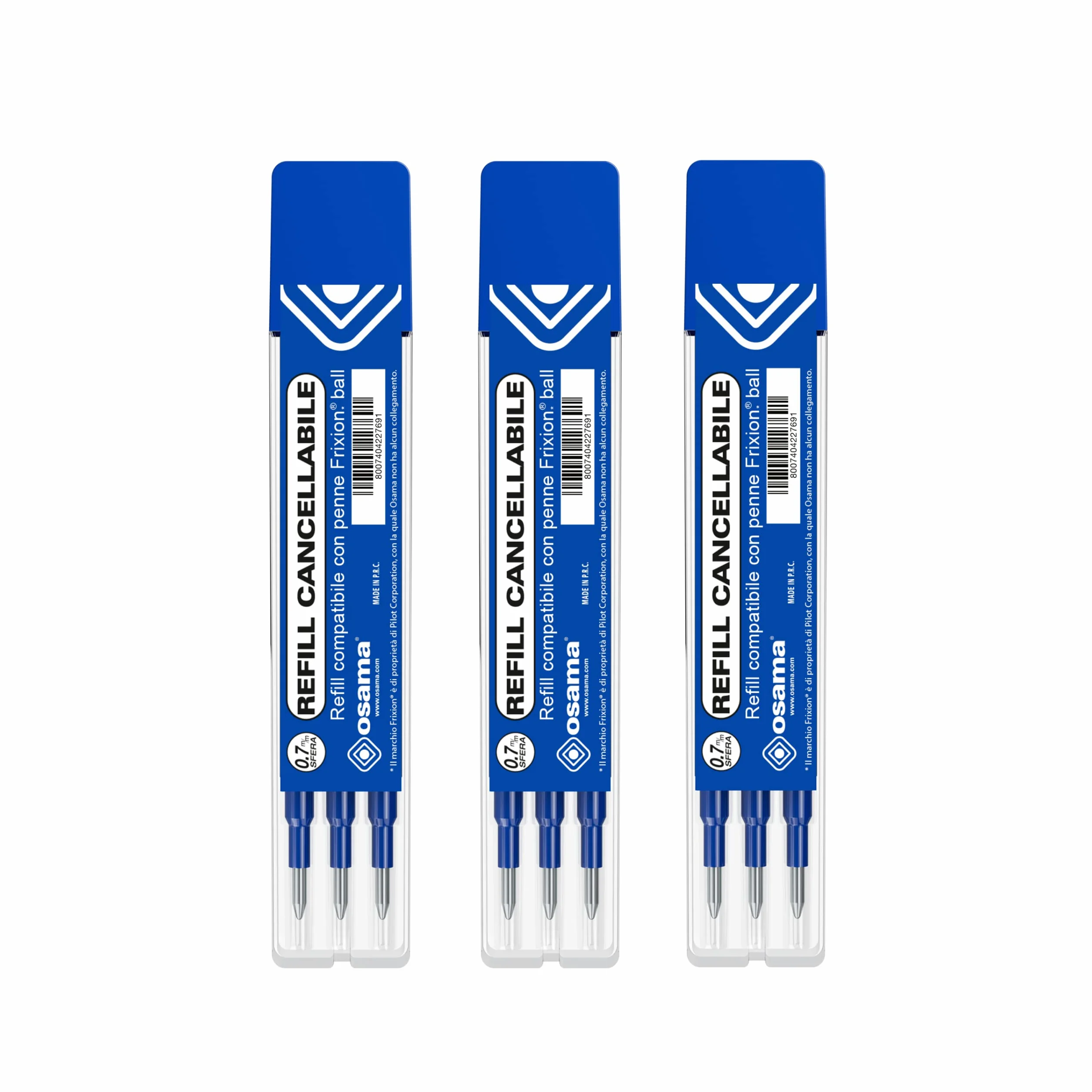 OSAMA Ricarica Penne Cancellabili 0.7 mm Kit 9 Pezzi Blu Compatibile Frixion Ball