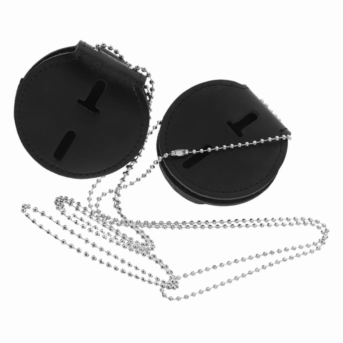 Porta Tesserino Pu Nero 2 Pezzi con Clip per Badge | Lega di Alluminio, Leggero e Resistente All'usura, Uso Quotidiano e Ufficio, per Carte e Documenti