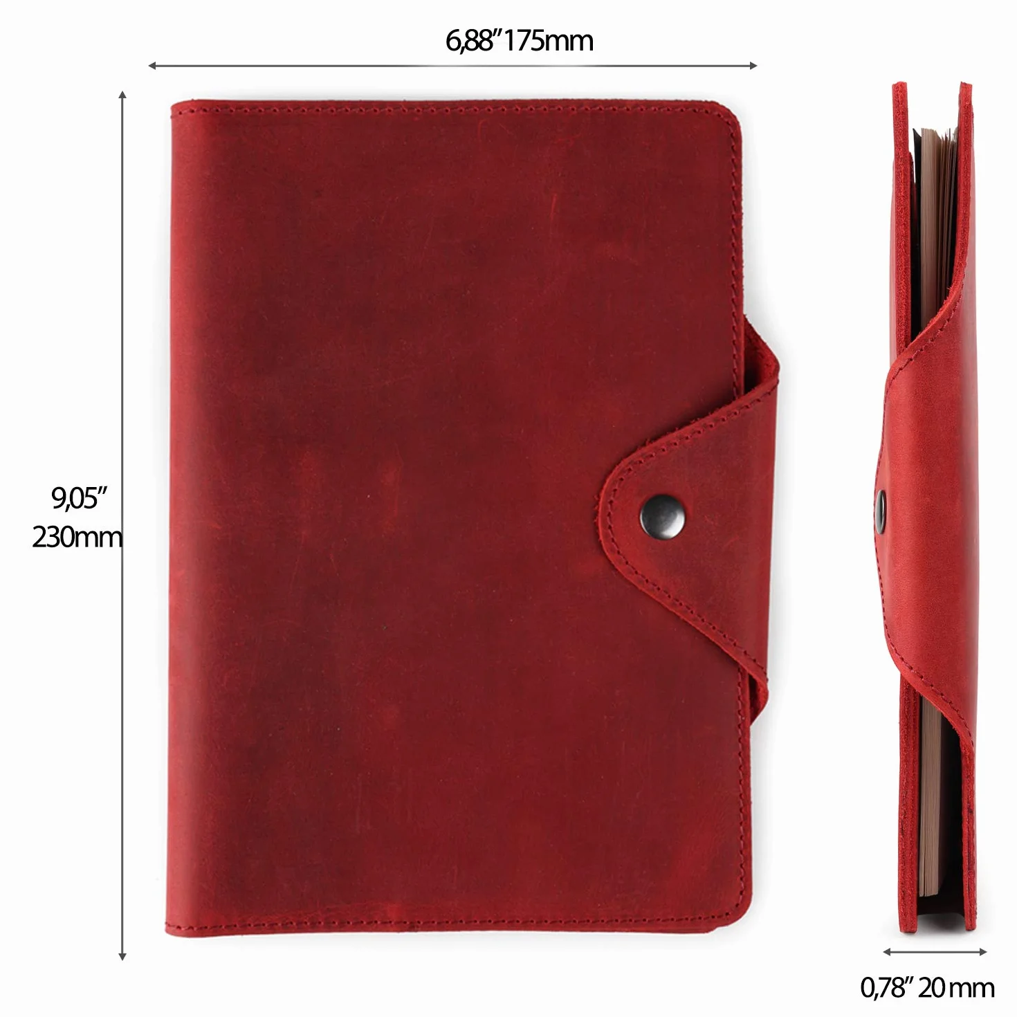 Londo Portfolio Vera Pelle Blocco Note Chiusura Scatto Cartella Elegante Funzionale