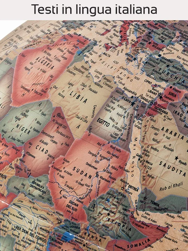 Tecnodidattica – Mappamondo Atmosphere A2, luminoso, girevole, cartografia Stile Antico e meridiano graduato, diametro 30 cm