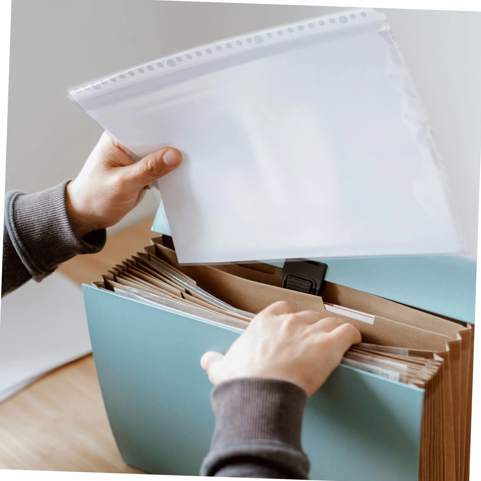 Buste Interne per Raccoglitore 100 Pezzi Plastico 30 Fori A4 | Trasparente, Design Non Statico, per Scuola e Lavoro, Formato Fogli, Inserimento Ordinato