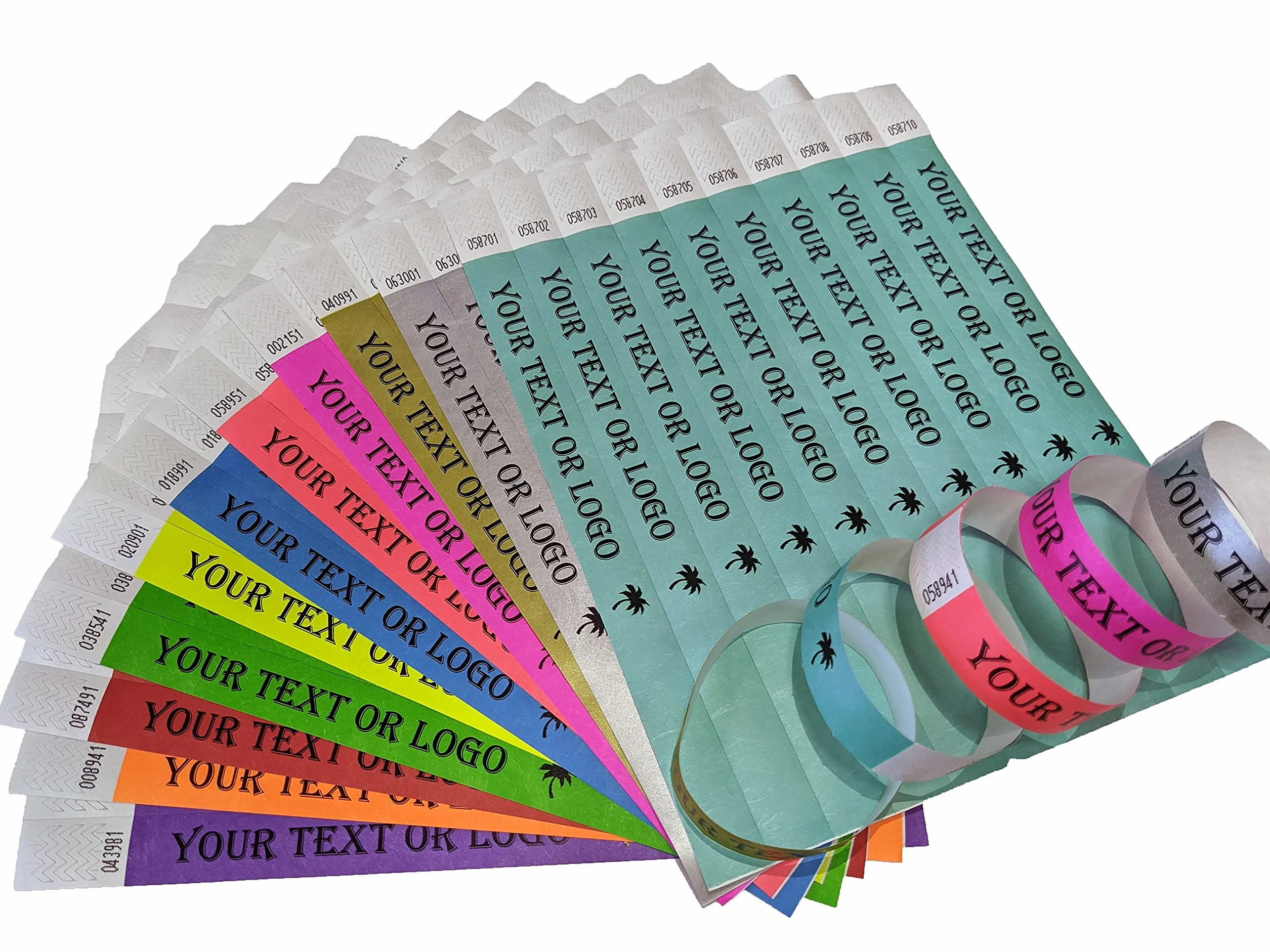 Braccialetti in Tyvek personalizzati con testo o logo per eventi, sicurezza, feste, festival, medico, ID