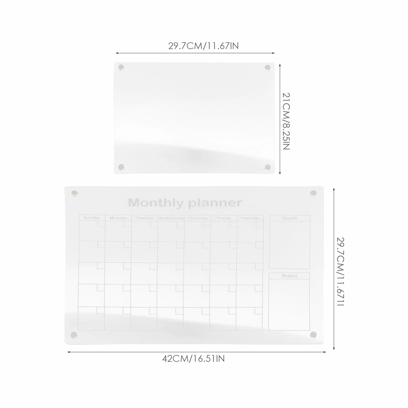 Lavagna Magnetica Cancellabile in Acrilico per Ufficio e Scrivania con Pennarelli Inclusi, Calendario Mensile Riutilizzabile da Frigorifero