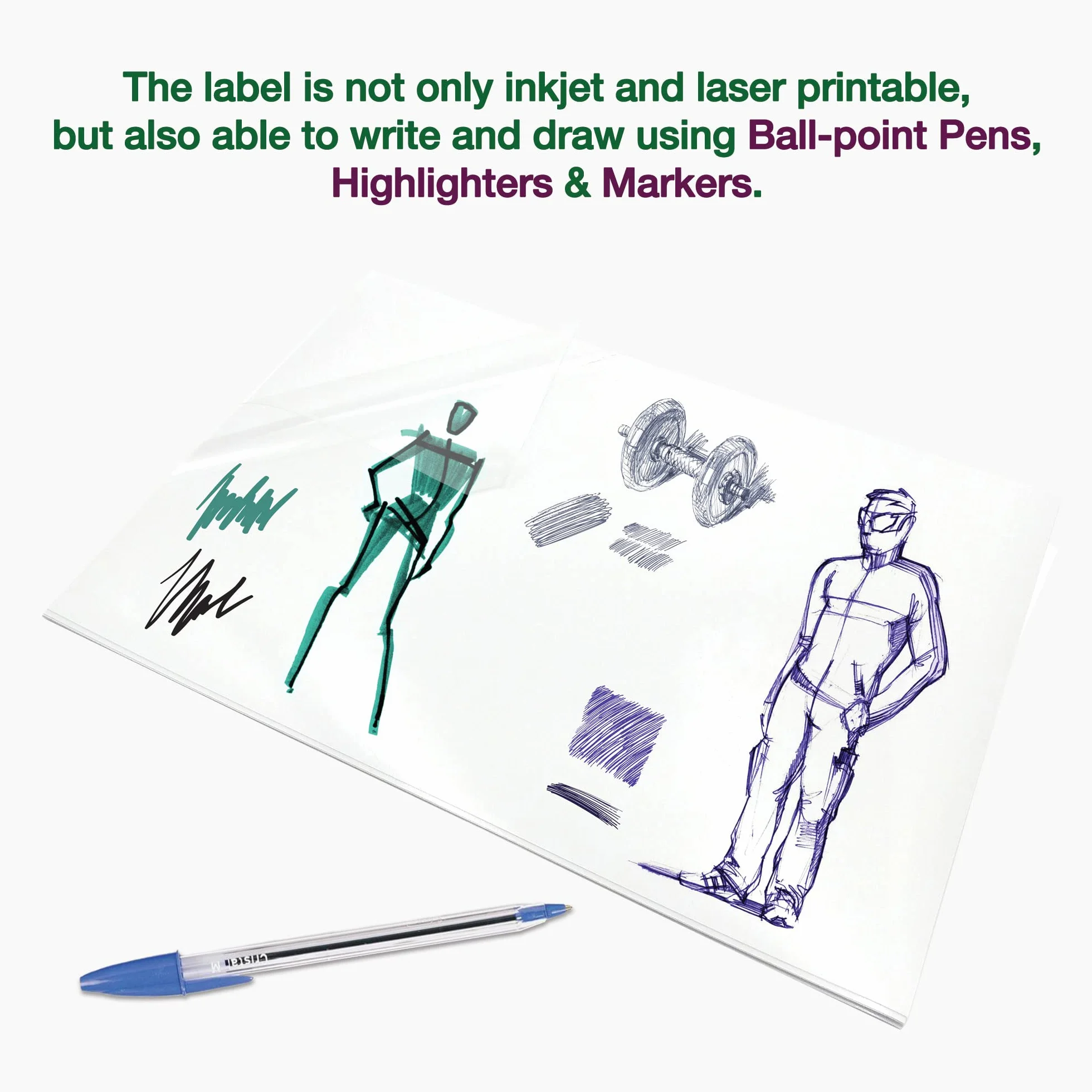 Carta adesiva lucida A4 per stampanti inkjet e laser, impermeabile, vinilica trasparente - Evergreen Goods Ltd