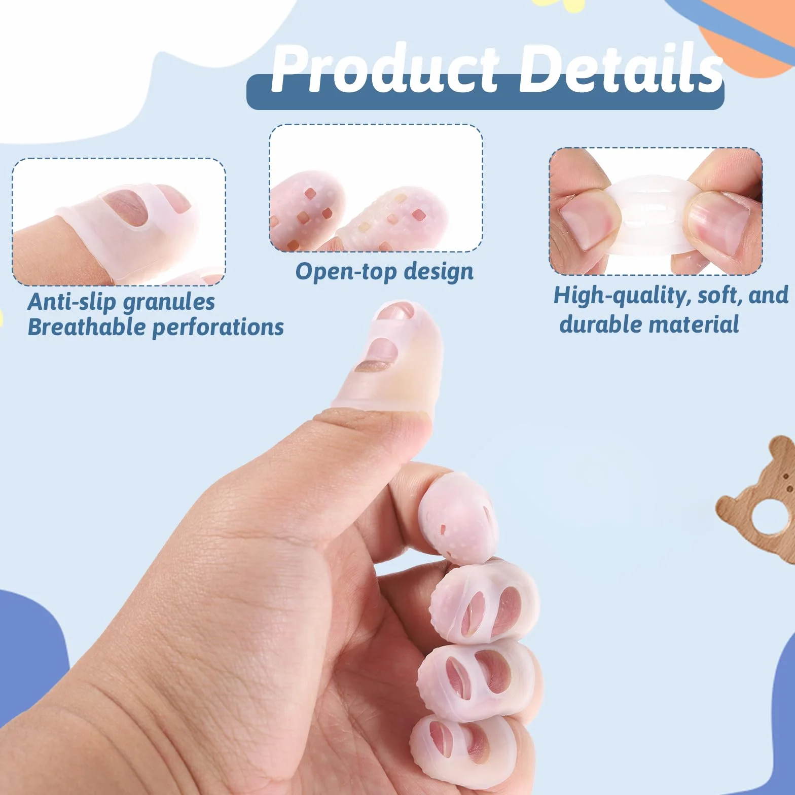 Protezioni per dita chitarra silicone antiscivolo 5 misure con plettri per chitarra ukulele trasparente