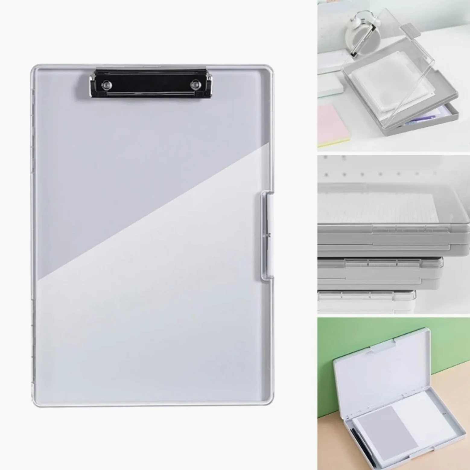 Portablocco A4 Appunti con vano portaoggetti Appunti resistenti Appunti in plastica Appunti con portapenne(BK)