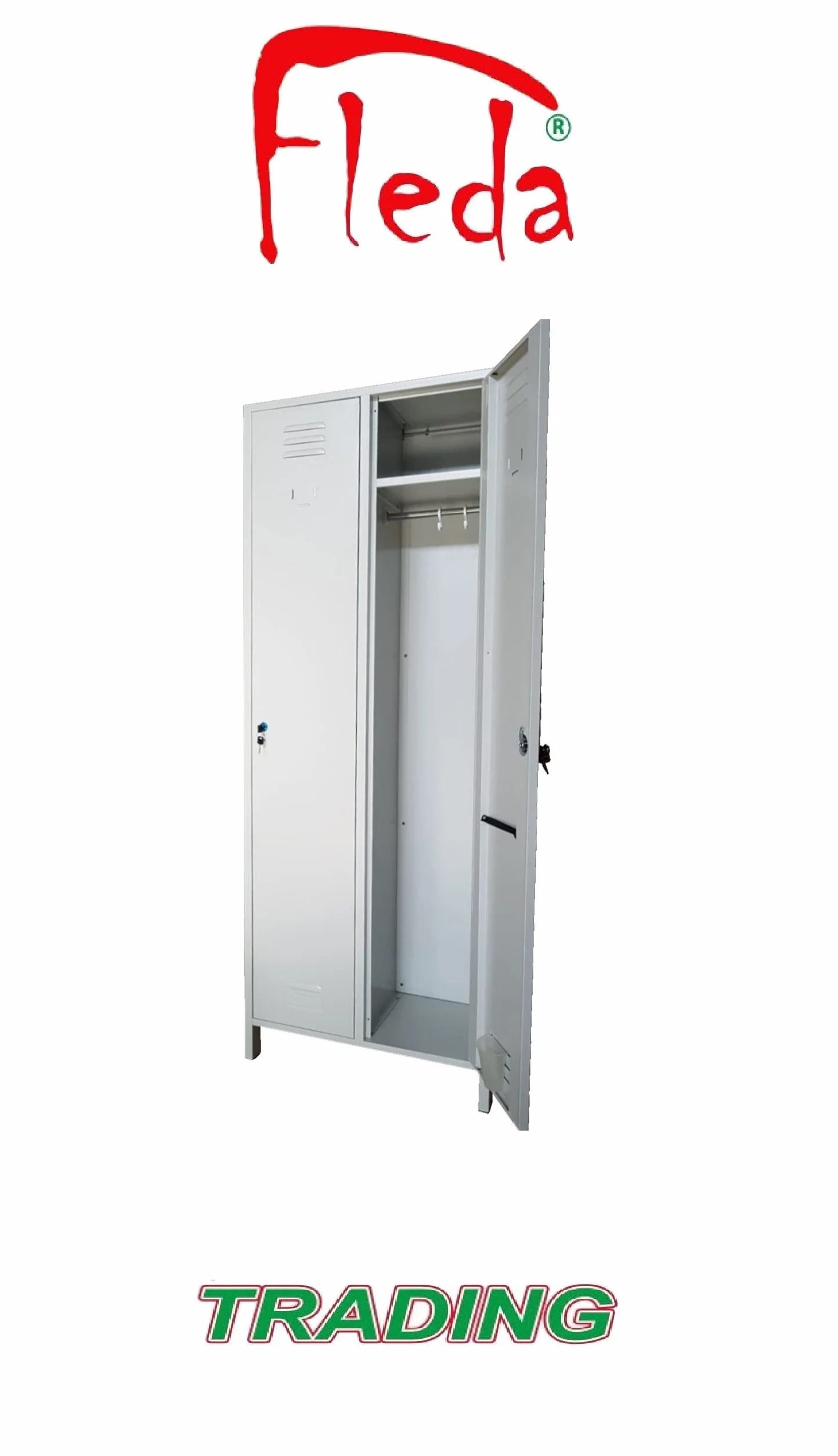 Armadio Armadietto in metallo Spogliatoio 2 Posti Salva Spazio Profondità 34 Dim. 68x34x180h cm