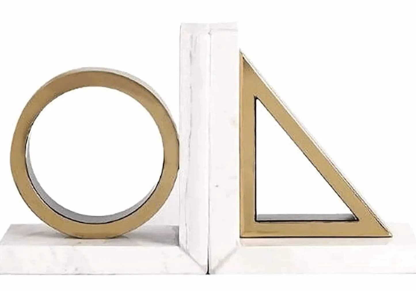 Reggi Libri, Fermalibri 1 paio di fermalibri dorati in marmo forme geometriche resistenti tengono libri Ufficio Casa Scrivania
