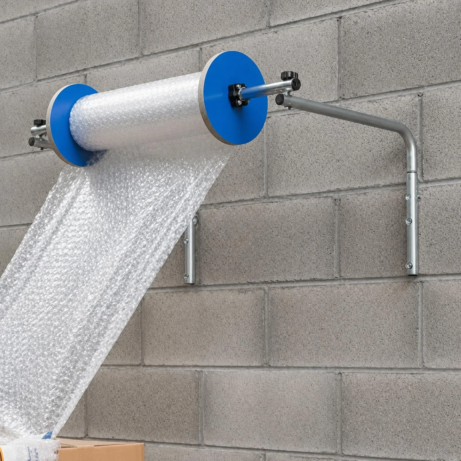 Portarotolo per Pluriball da 40 Cm per Montaggio A Parete, Dispenser per Rotolo di Pluriball, Materiale per Tubi Zincato Ispessito, Facile da Installare, per Imballaggio, Spostamento