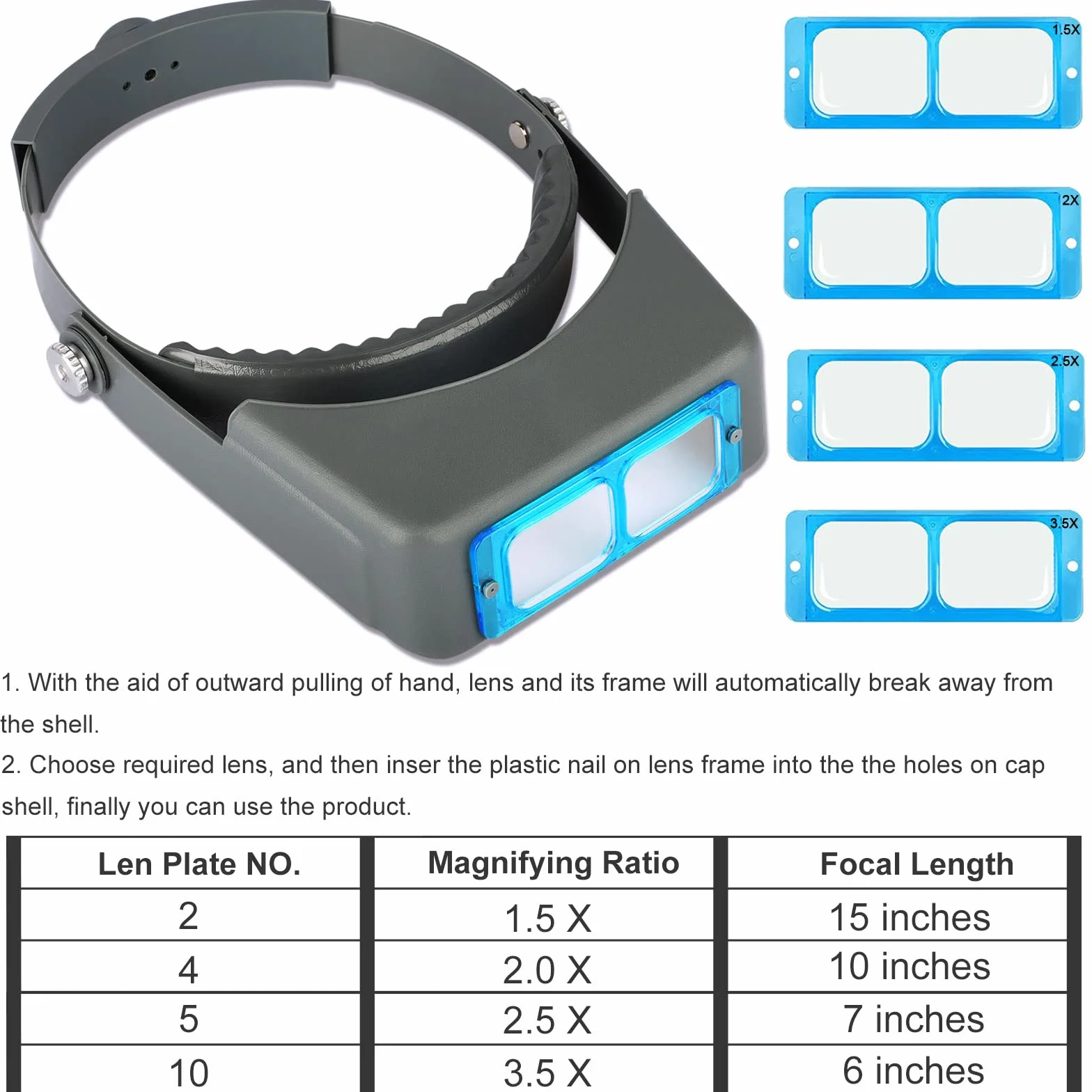 Lente d'ingrandimento professionale binoculare in vetro ottico 1,5x-3,5x per riparazioni