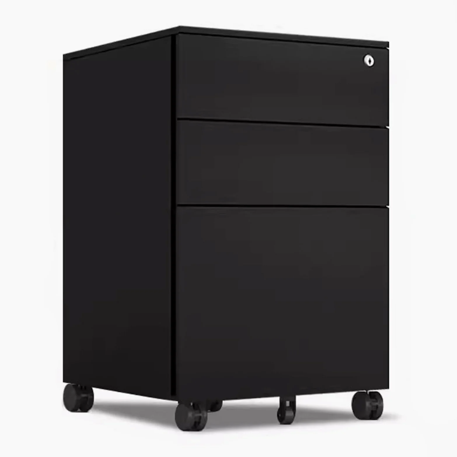 Armadietto mobile con serratura con 3 cassetti, soluzione di archiviazione in metallo, per casa e ufficio, cassettiera in acciaio nero (39 x 50 x 60 cm) salvaspazio