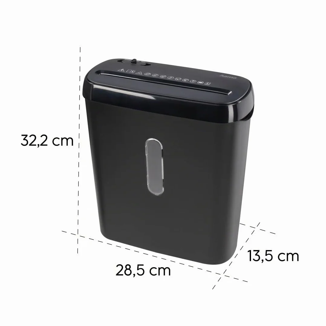 Hama - Distruggi documenti elettrico Basic S6, taglio a striscia, 8 lt, nero