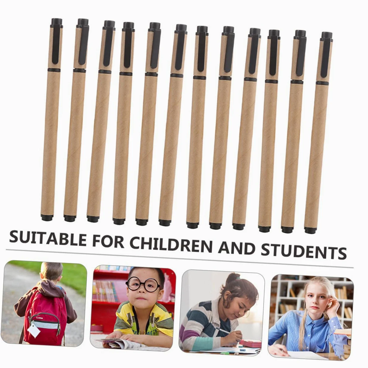 LALAFINA Pz Penna forniture per ufficio regalo per bambini penne a sfera nere penne gel per studenti penne a inchiostro carta kraft Stazionario alunno plastica
