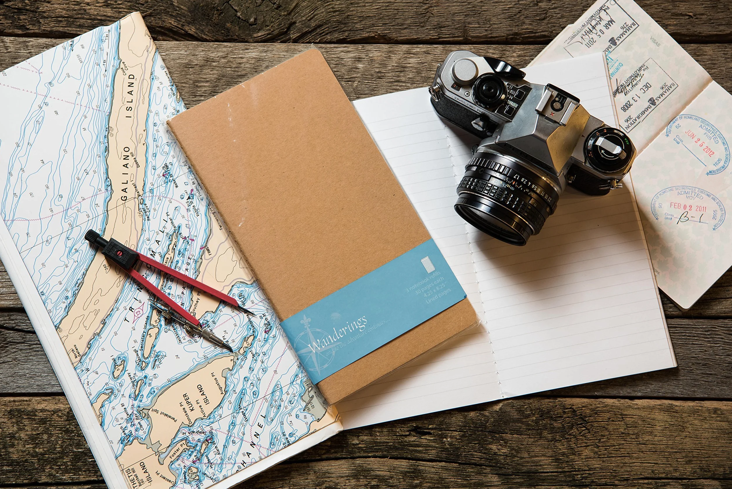 Wanderings Ricariche per Taccuino Formato Standard Righe 11x21 cm Carta 100 GSM 3 Fascicoli Cuciti a Mano