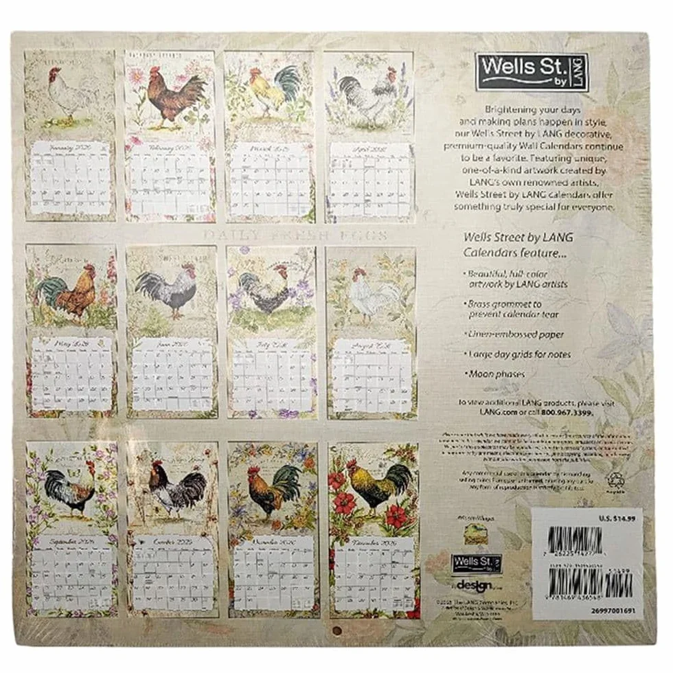 WSBL Calendario da parete 2026 Galli 12X12 (26997001691)