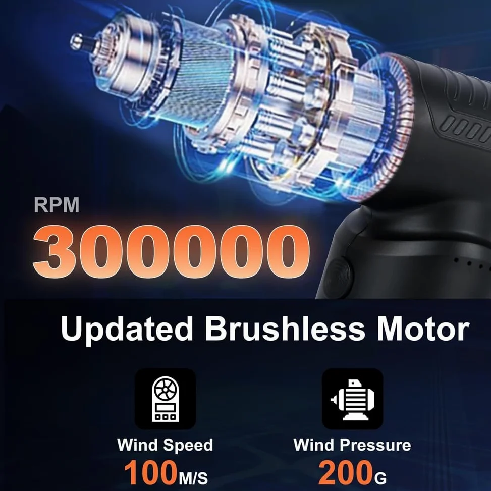 Ad Aria Compressa, 300.000 giri/min, Potente Aria Elettrica, Senza Aria Compressa, Sostituisce Aria Compressa, per Auto, Casa