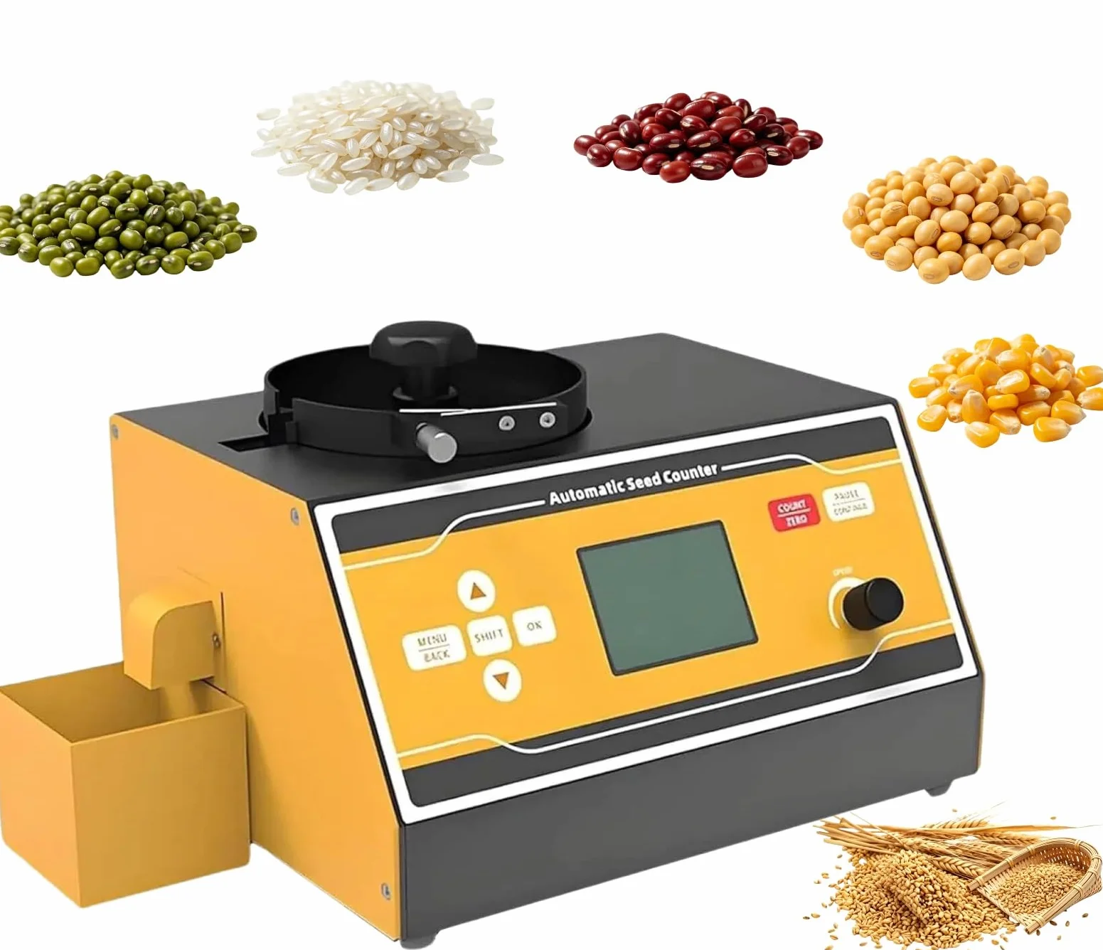 Contatore automatico touchscreen, strumento di conteggio dei semi del microcomputer con display a LED, velocità regolabile, gamma accurata da 1 a 12 mm per riso, grano, mais