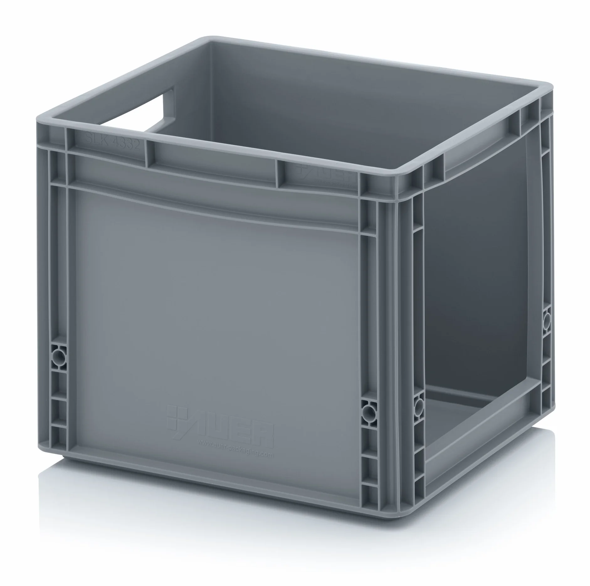 Auer Packaging Euro cassetta portaoggetti, 40 x 30 x 32 cm, con metro pieghevole gratuito, contenitore europeo con finestra